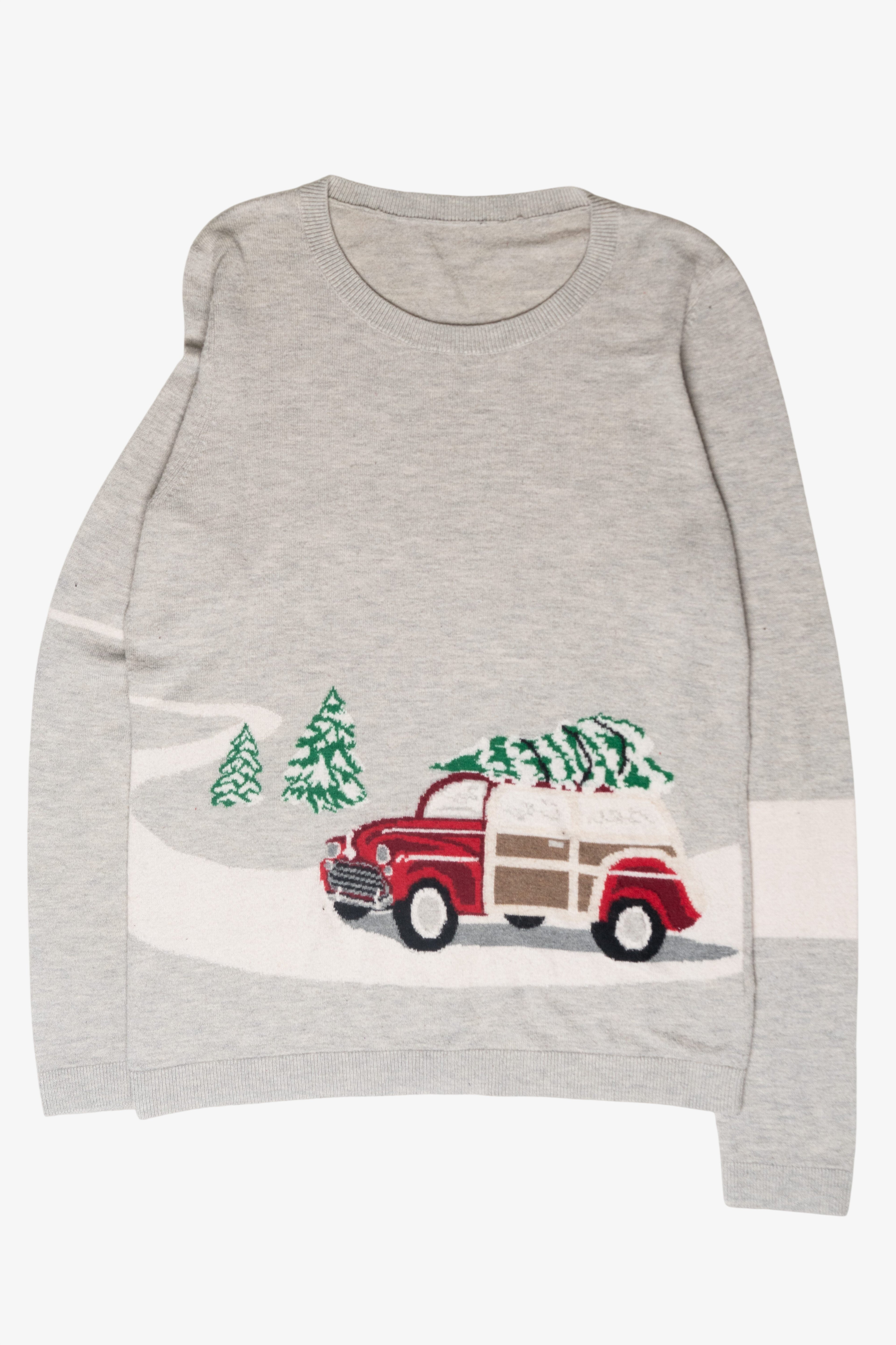Vintage Car Tree Ugly Christmas Sweater (2010s)