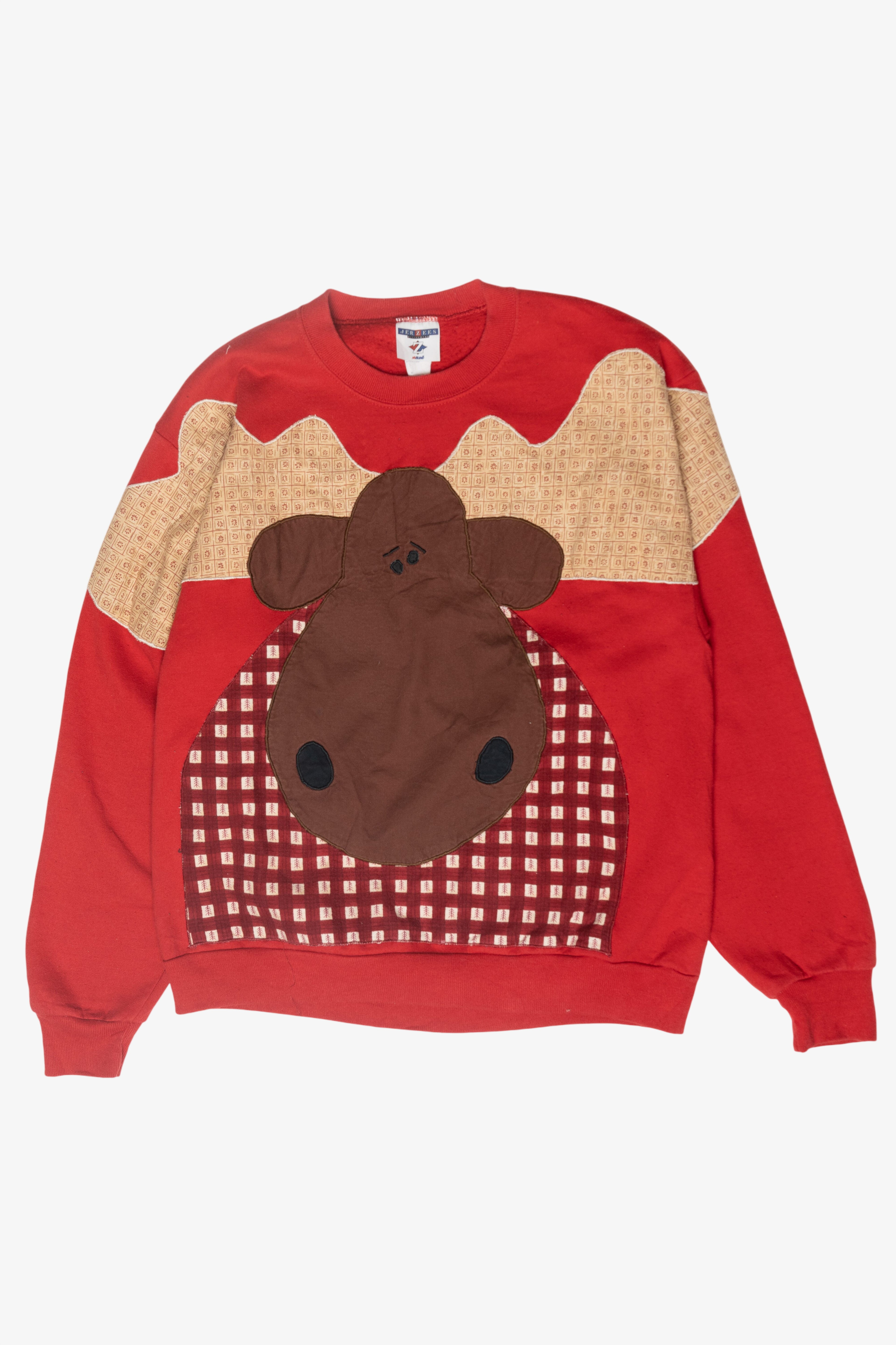 Moose Applique Vintage Ugly Christmas Sweatshirt (1990s)