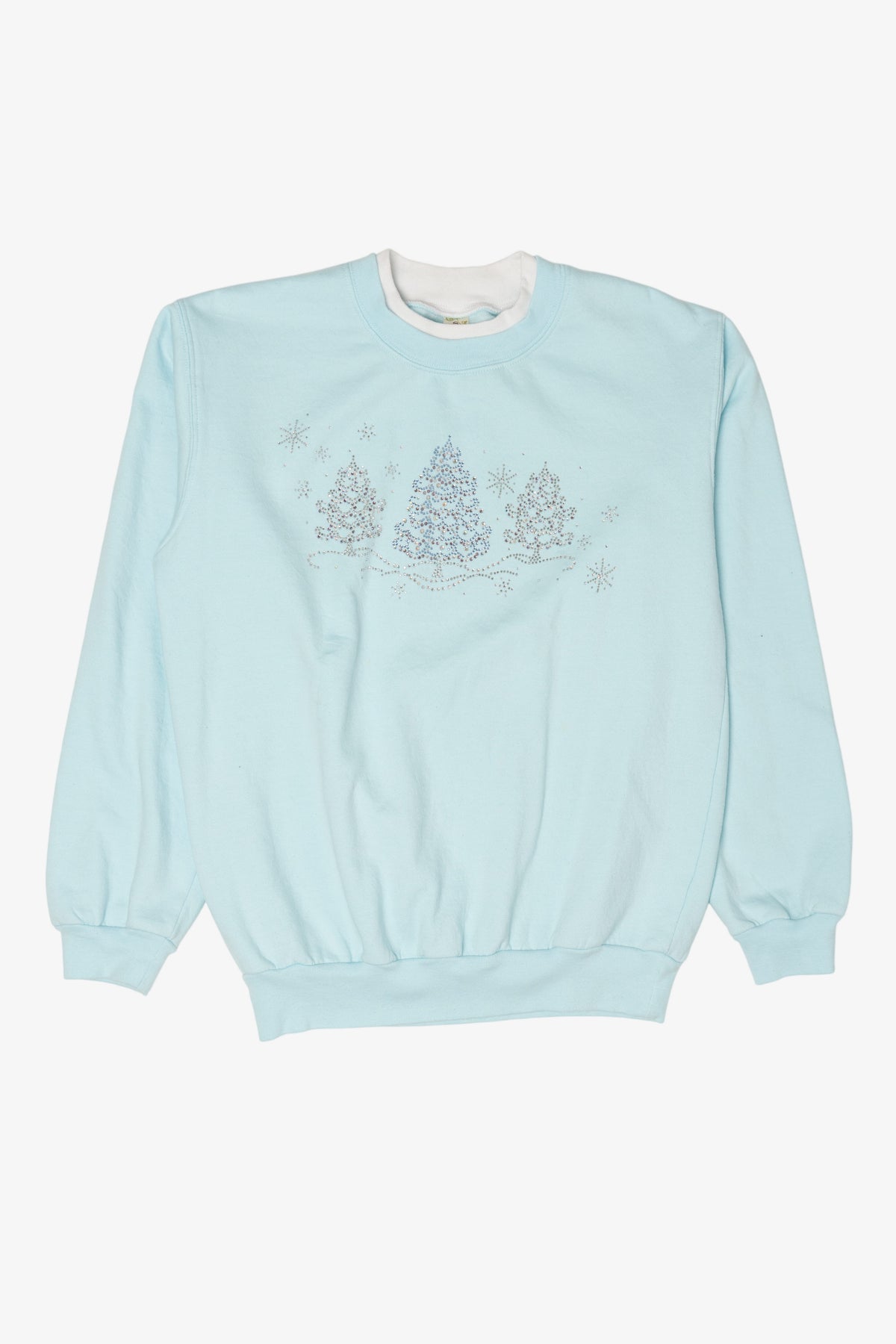 Vintage Baby Blue Decorated Originals Trees Ugly Christmas Sweatshirt (1990s)