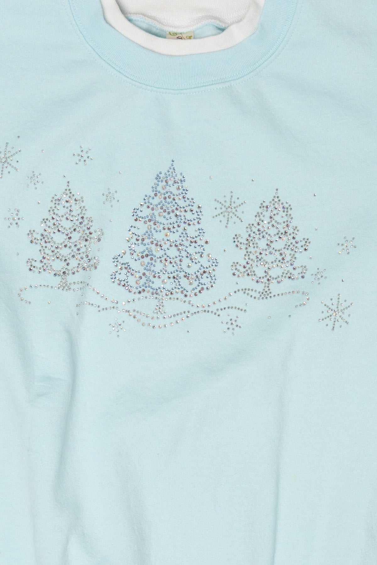 Vintage Baby Blue Decorated Originals Trees Ugly Christmas Sweatshirt (1990s)