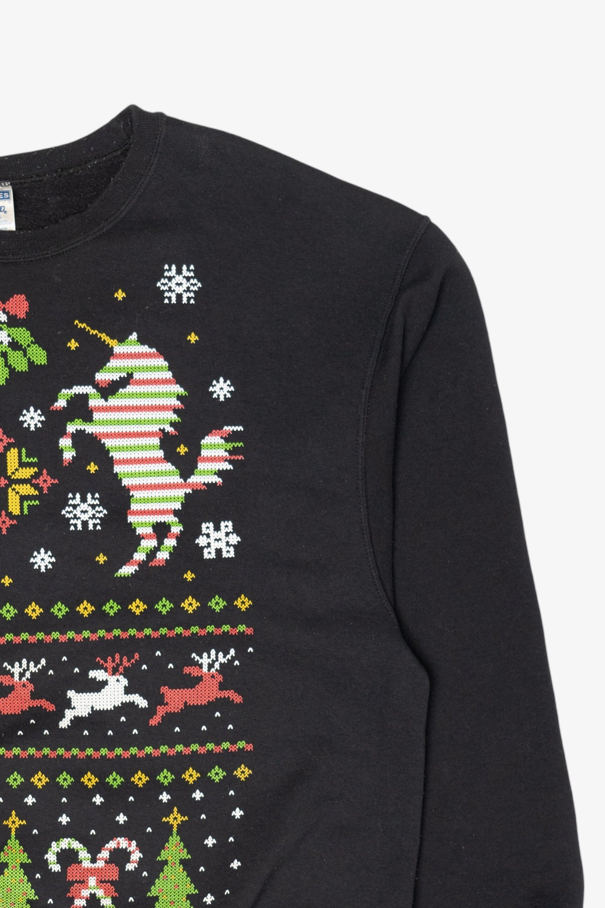 Vintage Black Jerzees Unicorns Ugly Christmas Sweatshirt (2000s)
