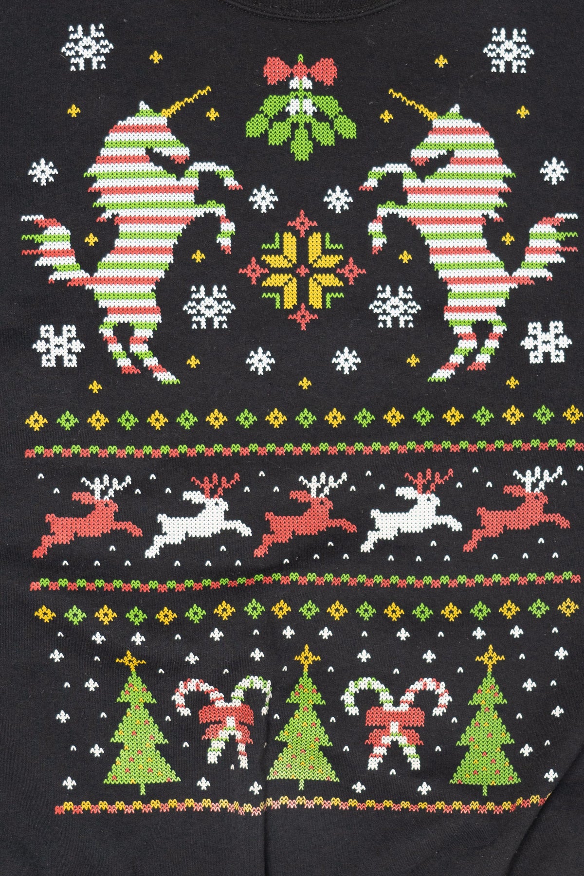 Vintage Black Jerzees Unicorns Ugly Christmas Sweatshirt (2000s)