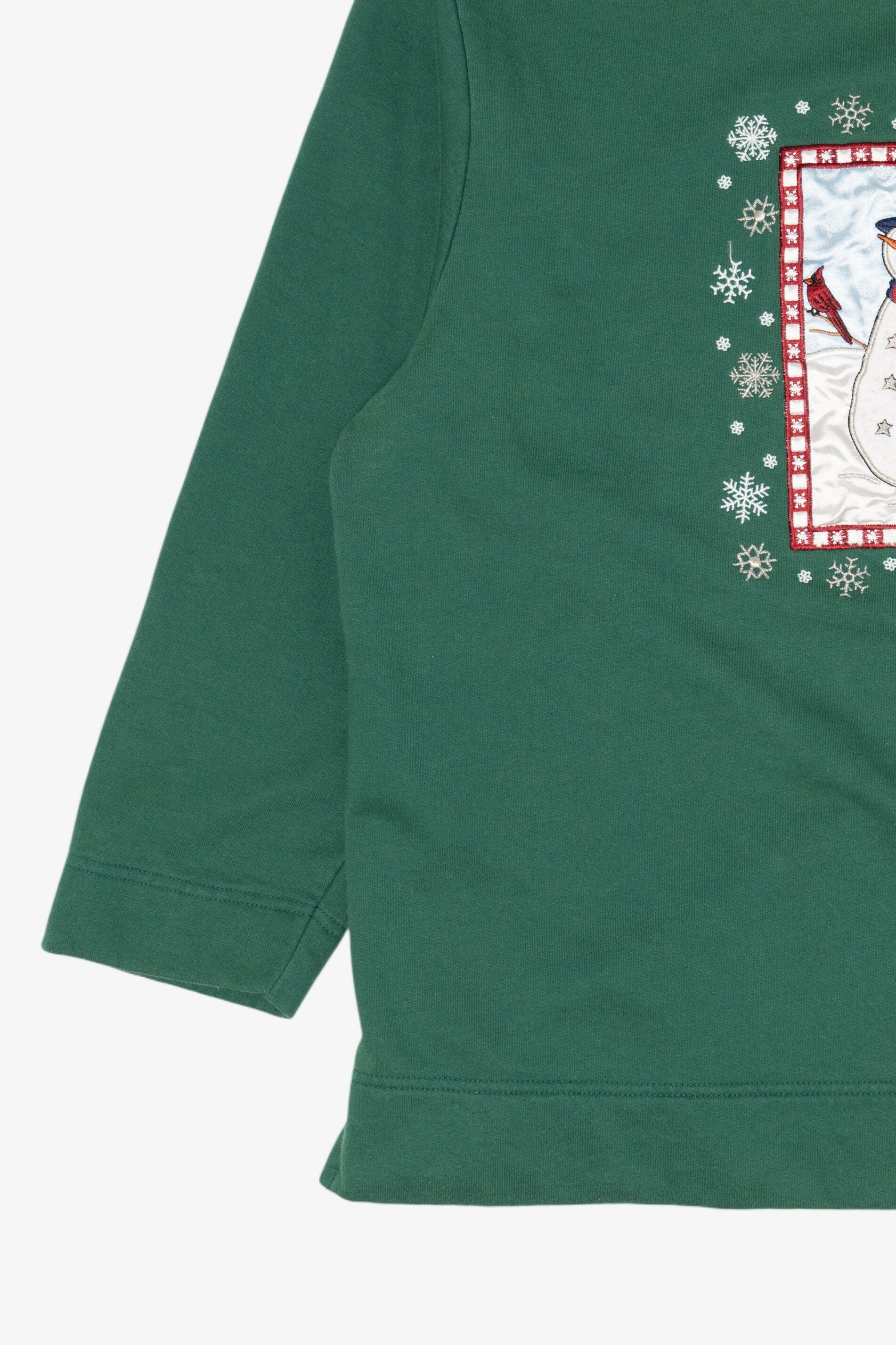 Vintage Dark Green Fashion Bug Snowmen Ugly Christmas Sweatshirt (1990s)