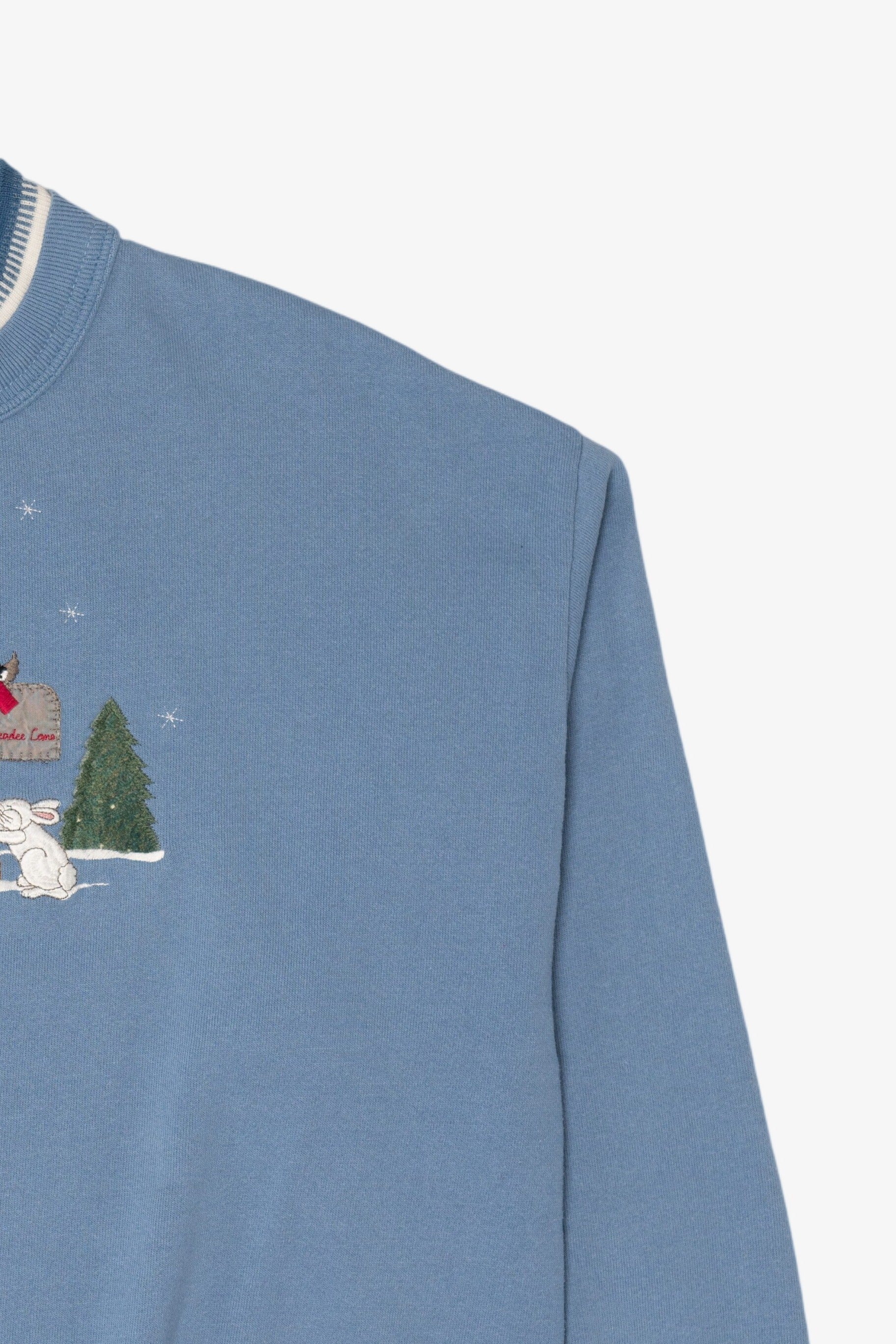 Vintage Light Blue Top Stitch Birds In Winter Ugly Christmas Sweatshirt (1990s)