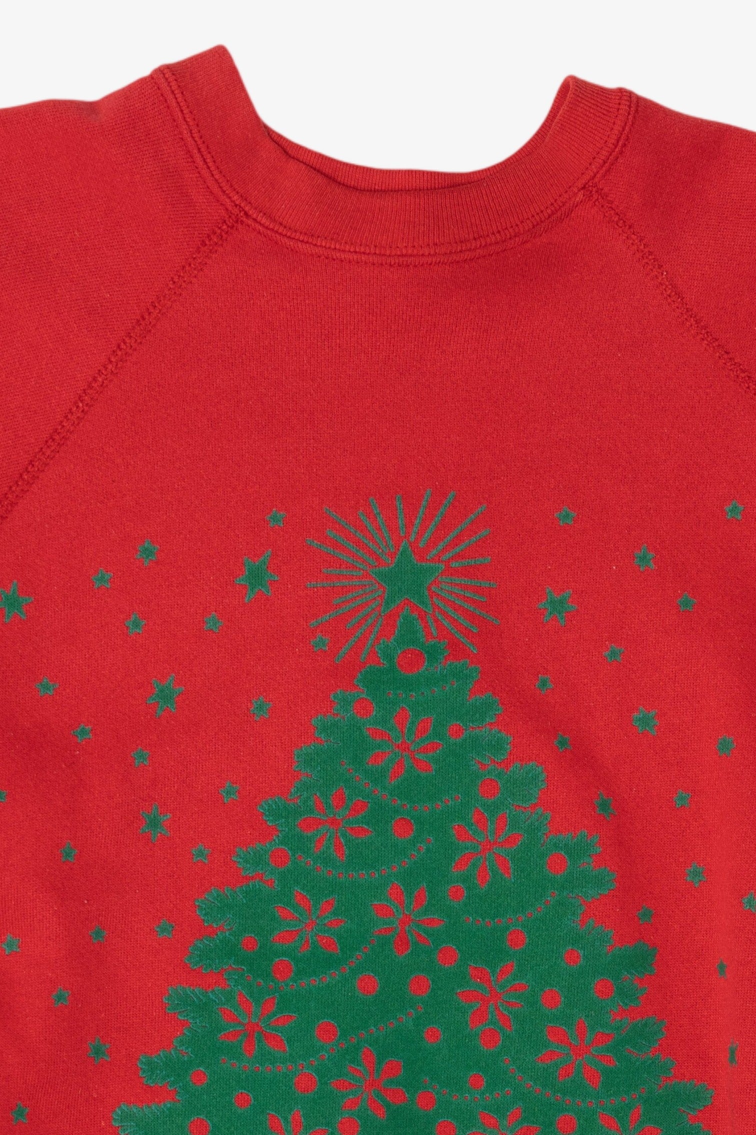 Vintage Red Tree Ugly Christmas Raglan Sweatshirt (1990s)