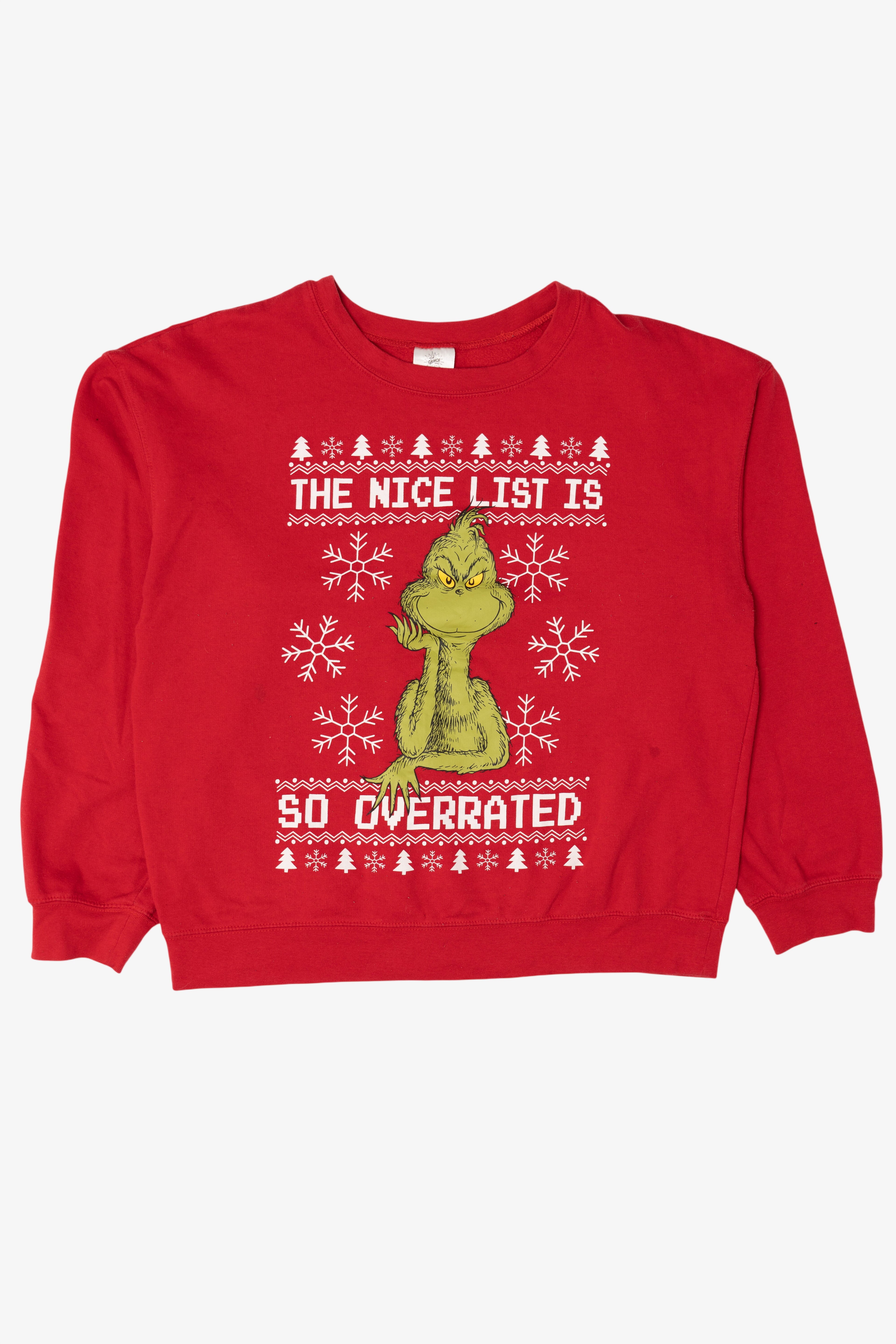 The Grinch "The Nice List Is So Overrated" Ugly Christmas Sweatshirt (2010s)