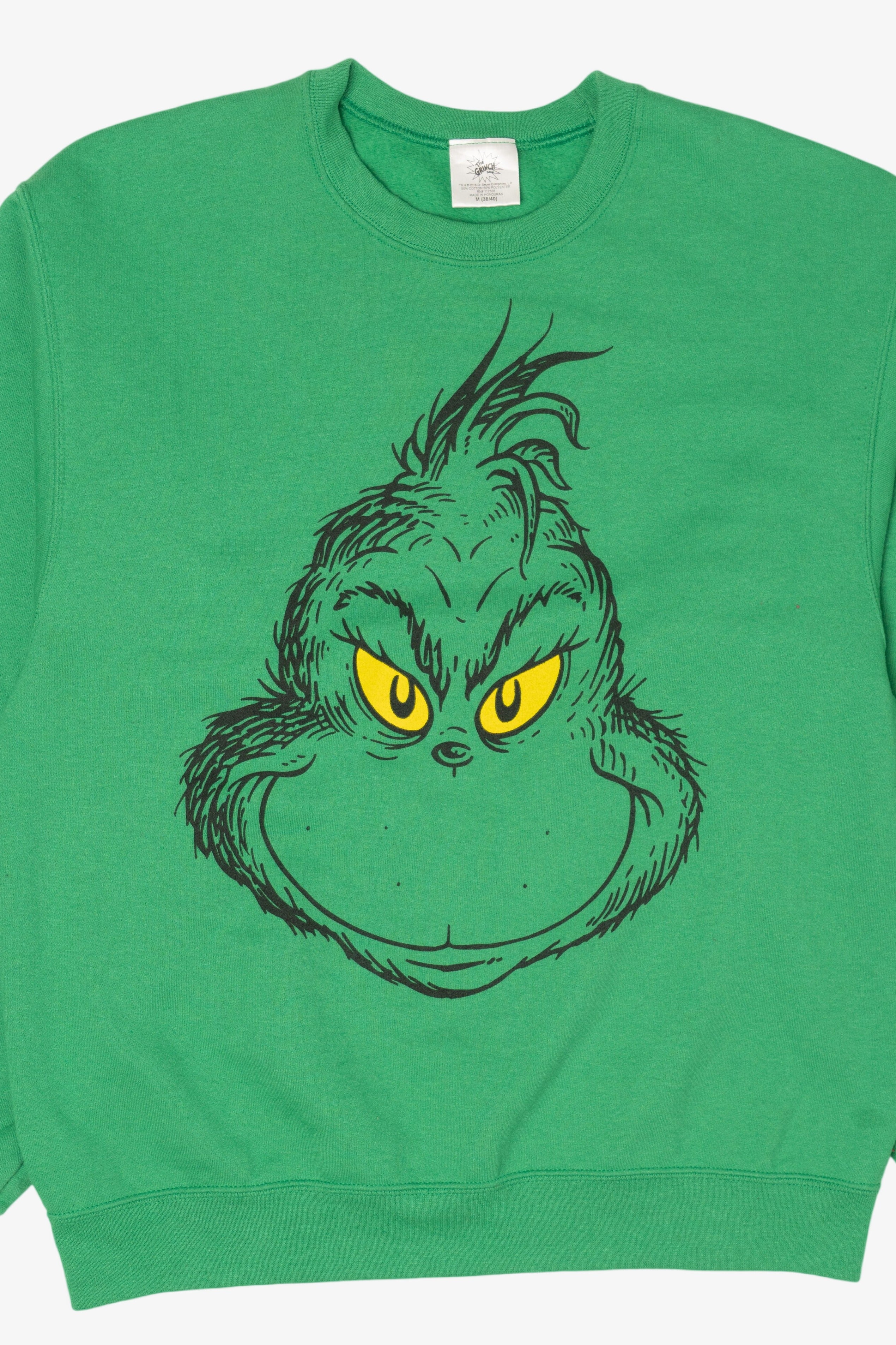 Green Grinch Face Ugly Christmas Sweatshirt (2010s)