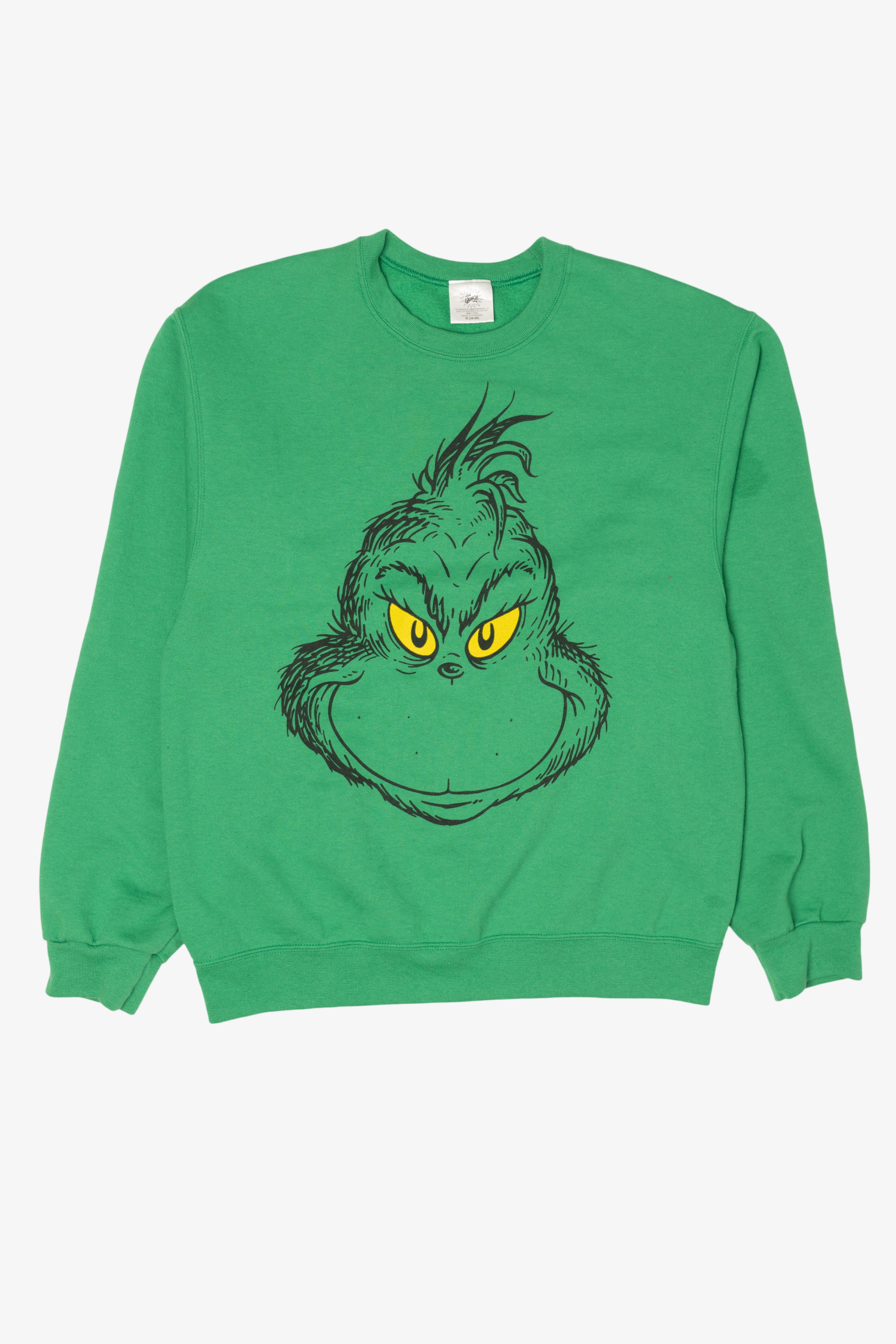 Green Grinch Face Ugly Christmas Sweatshirt (2010s)