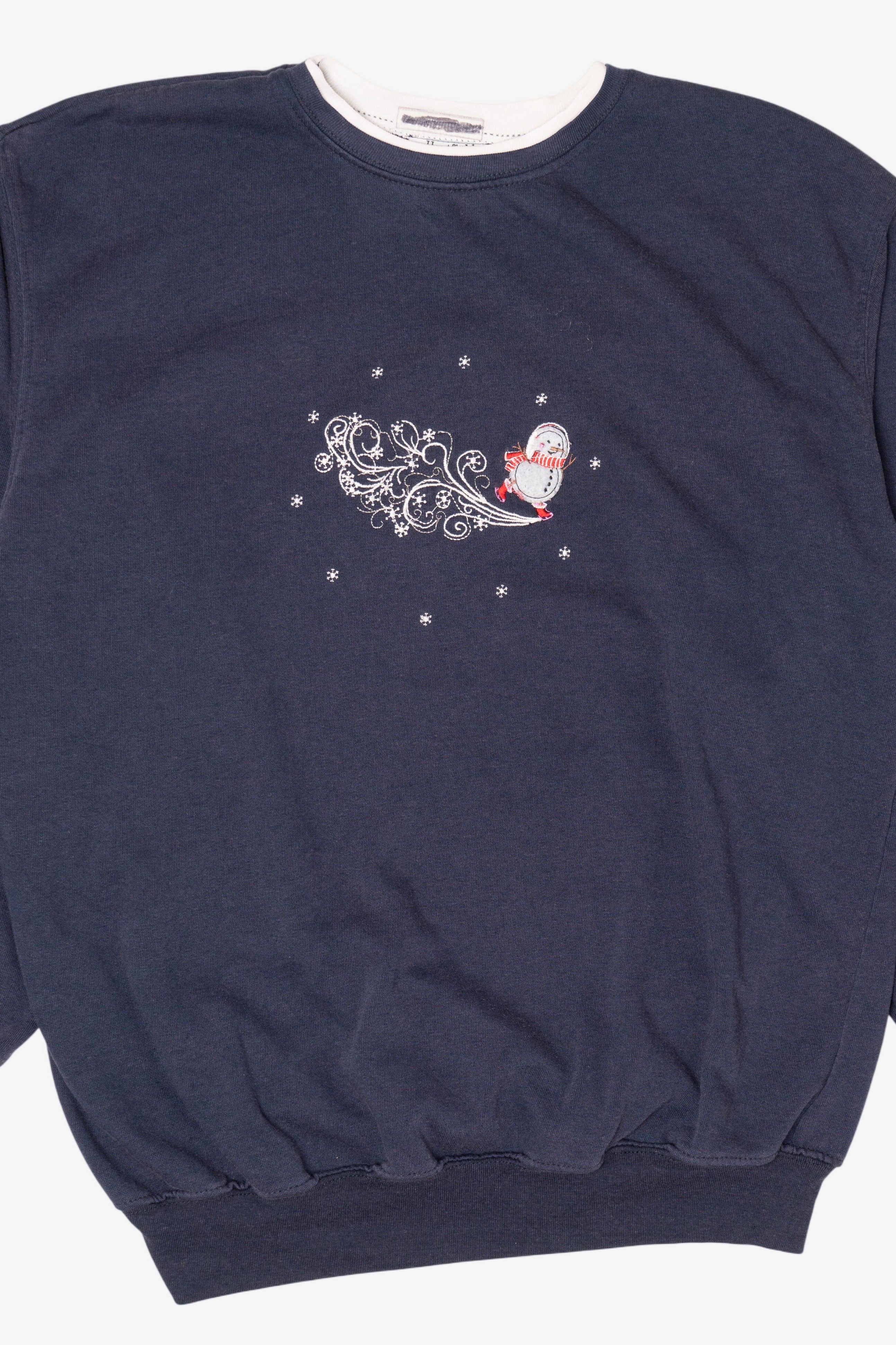 Vintage Navy Blue Hartfield Design Snowmen Ugly Christmas Sweatshirt (2000s)