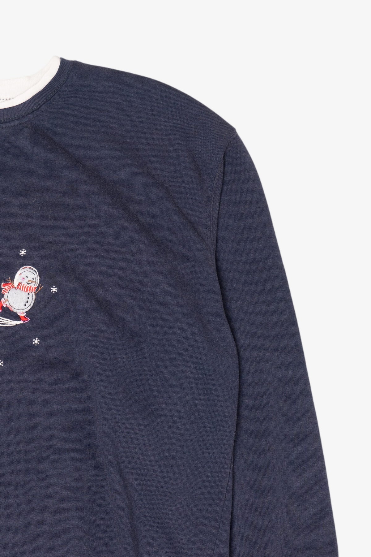 Vintage Navy Blue Hartfield Design Snowmen Ugly Christmas Sweatshirt (2000s)