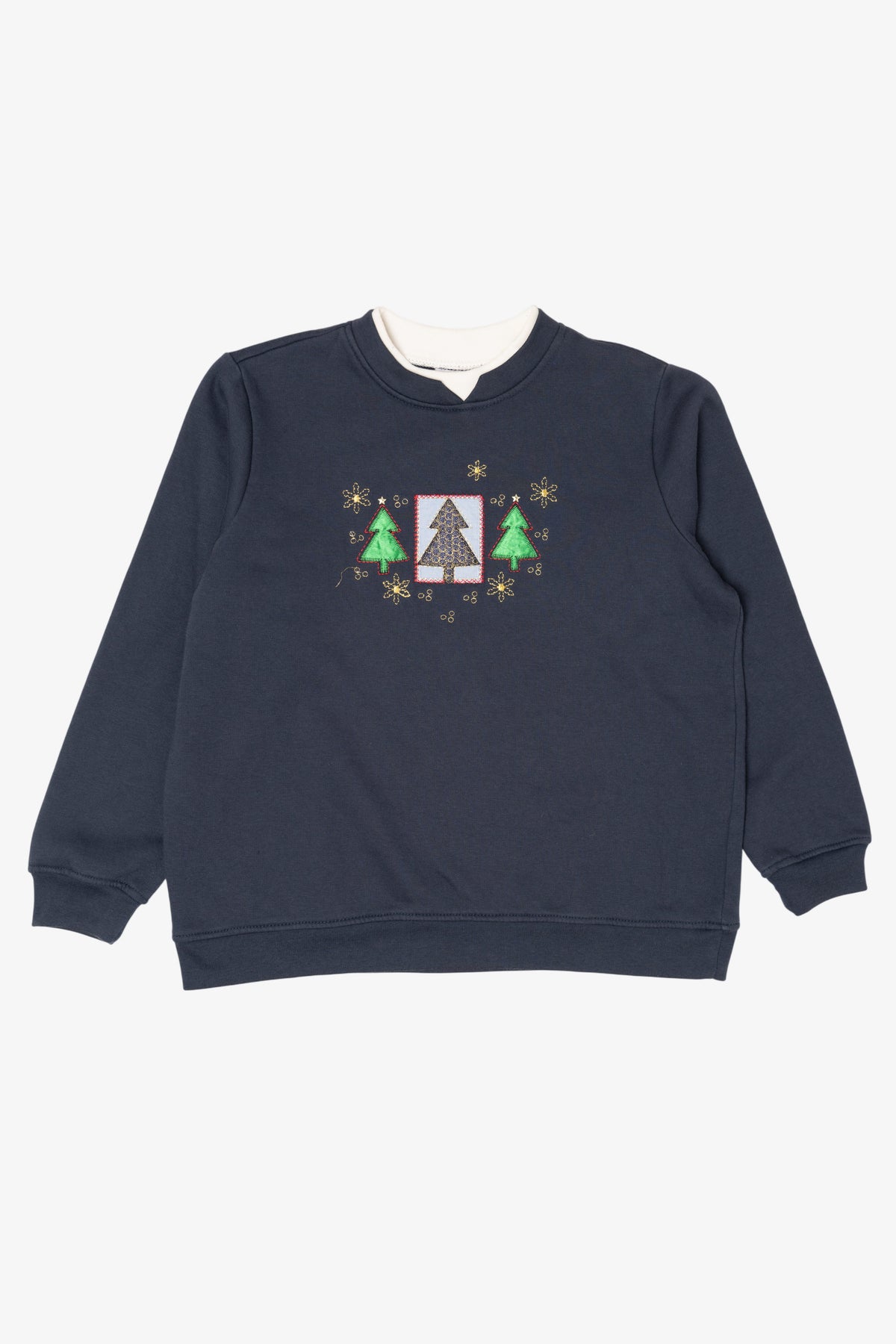 Navy Blue Kim Rogers Trees Ugly Christmas Sweatshirt (2010s)