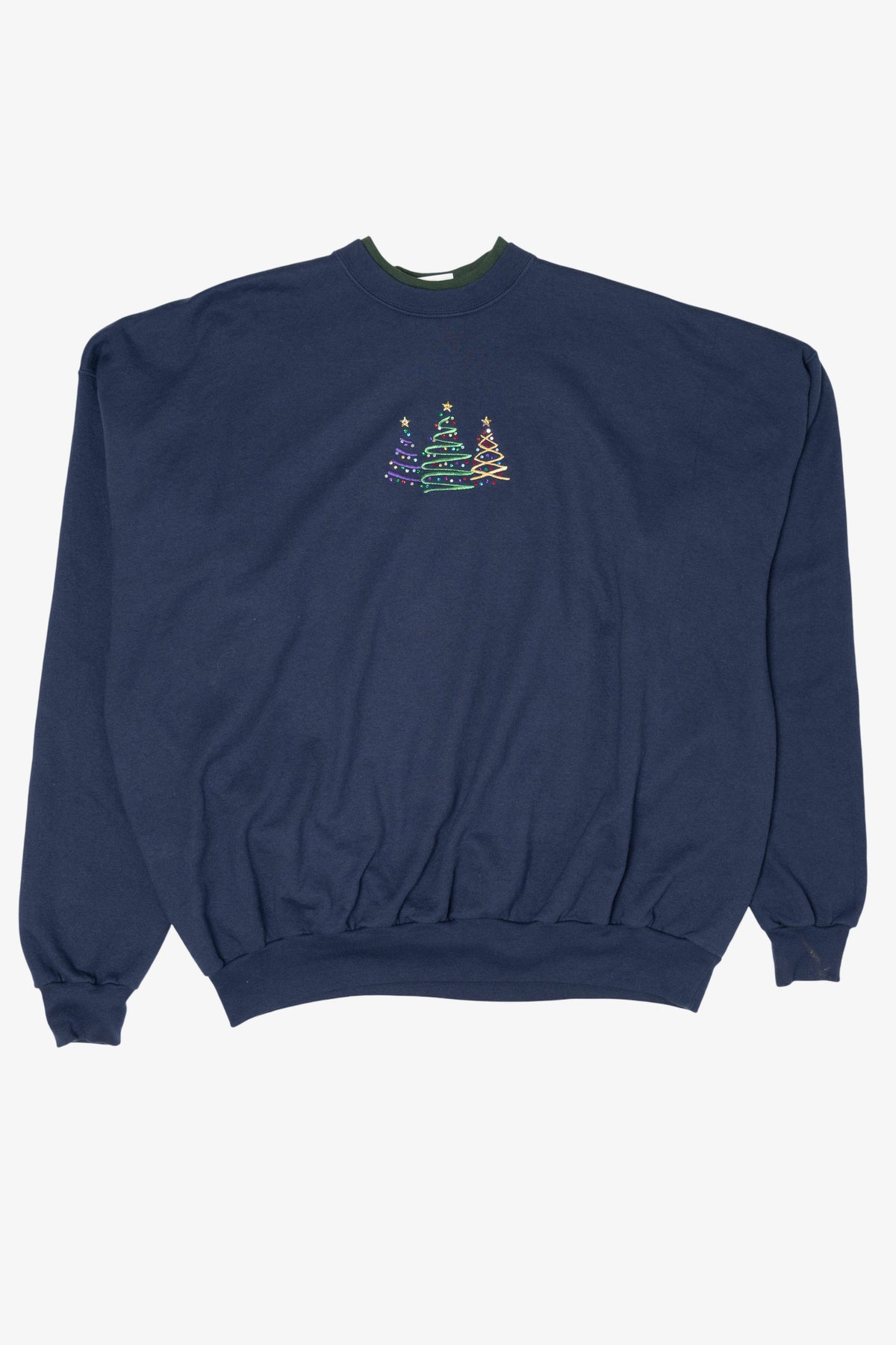 Vintage Navy Blue M&C Sportswear Trees Ugly Christmas Sweatshirt (2000s)
