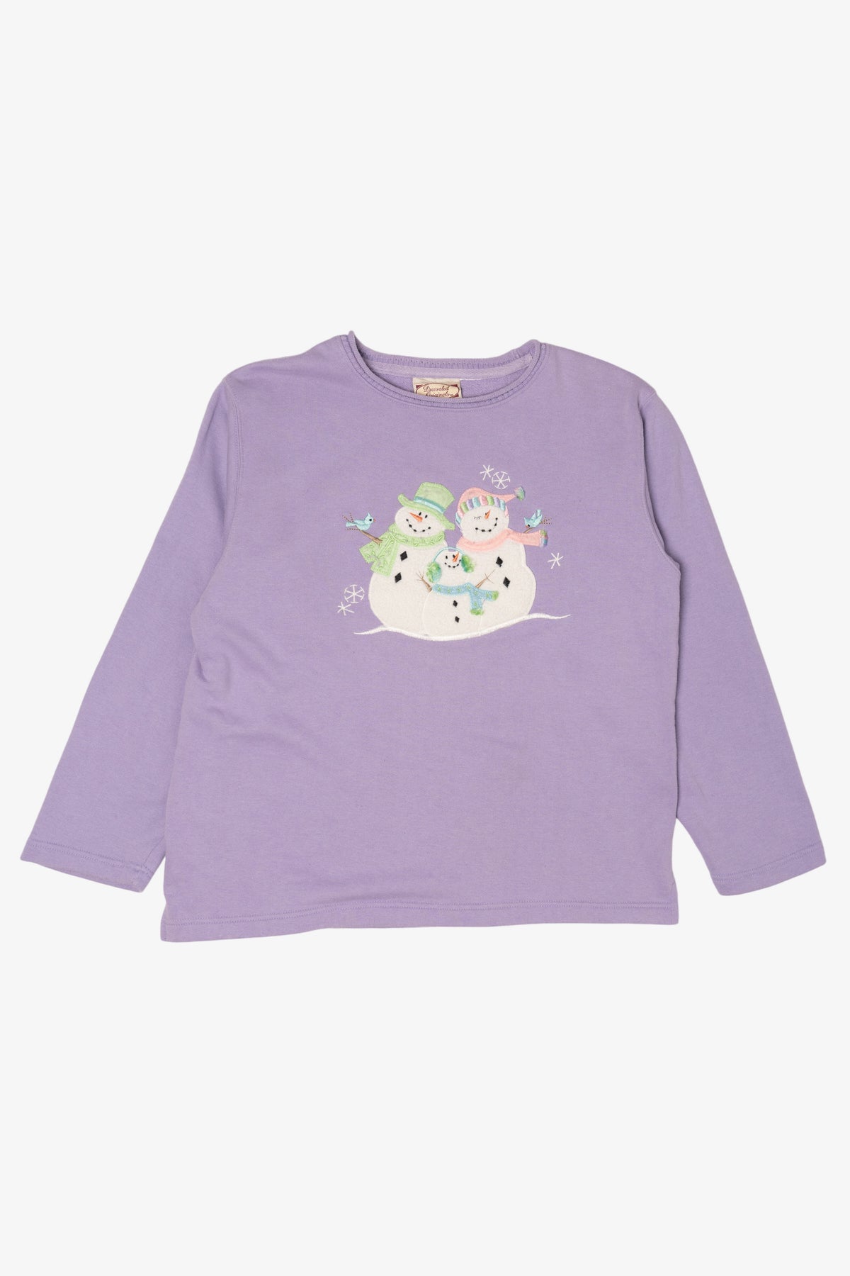 Vintage Lavender Decorated Originals Snowmen Ugly Christmas Sweatshirt (1990s)