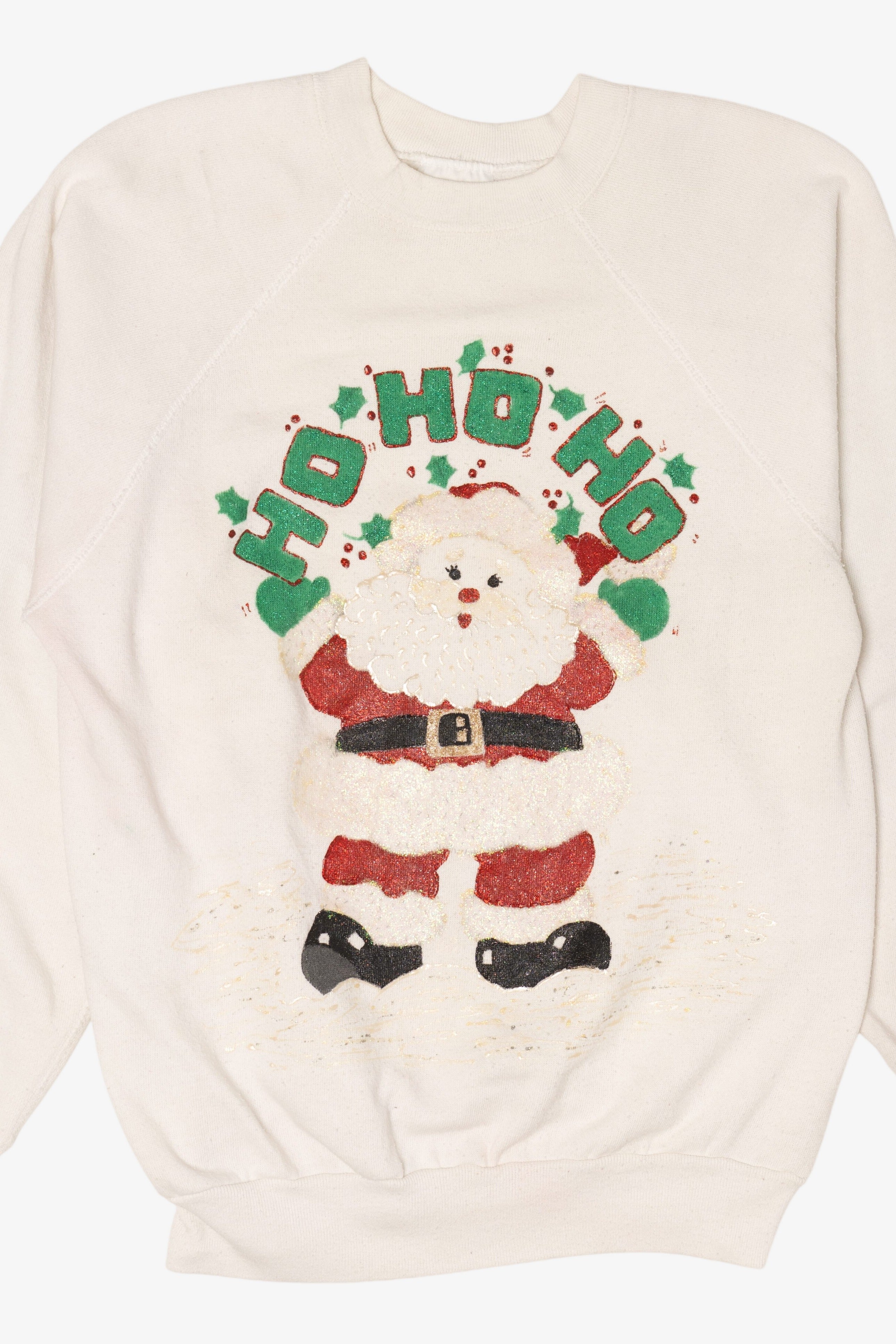 Vintage Tultex Santa "Ho Ho Ho" Raglan Ugly Christmas Sweatshirt (1990s)