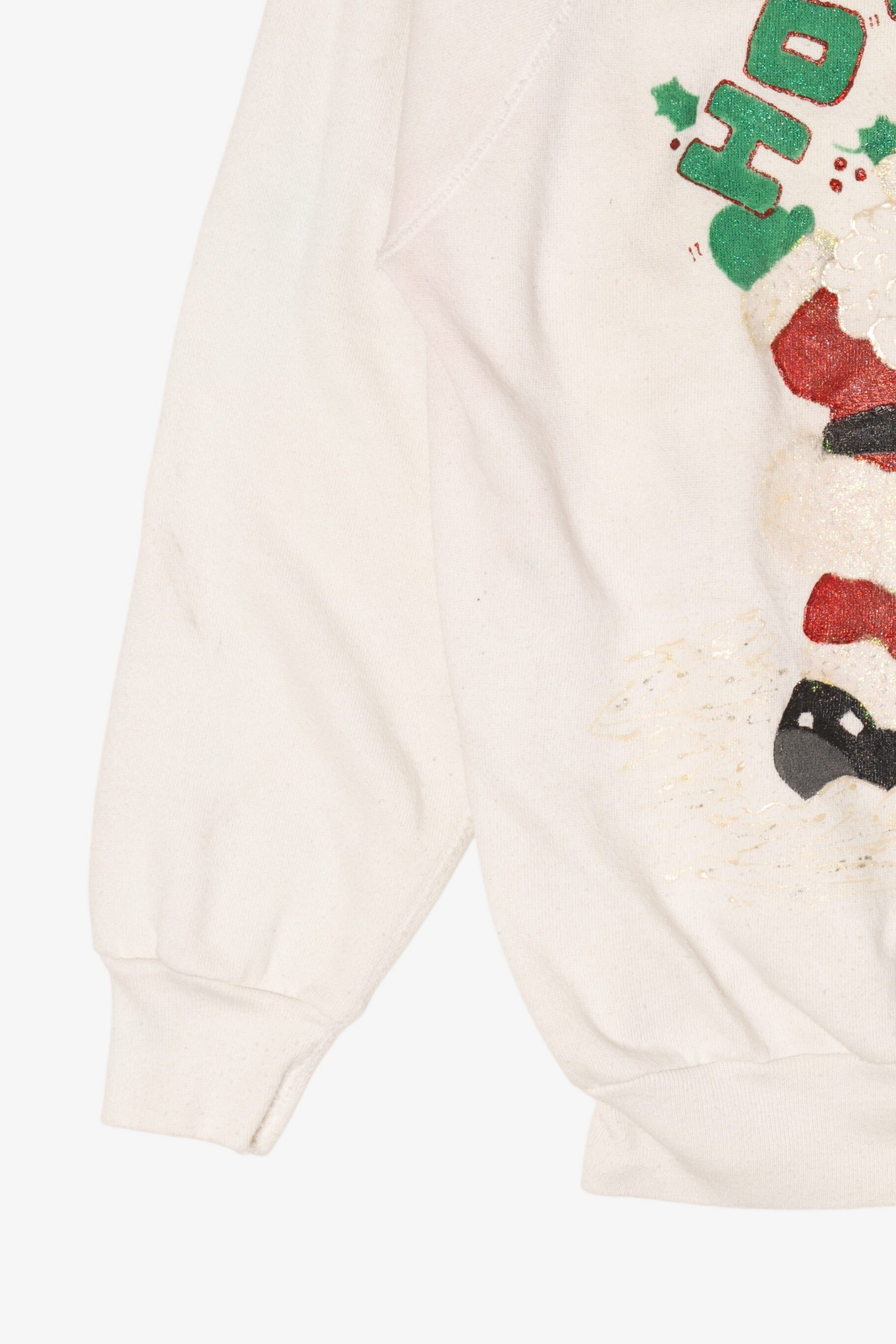 Vintage Tultex Santa "Ho Ho Ho" Raglan Ugly Christmas Sweatshirt (1990s)