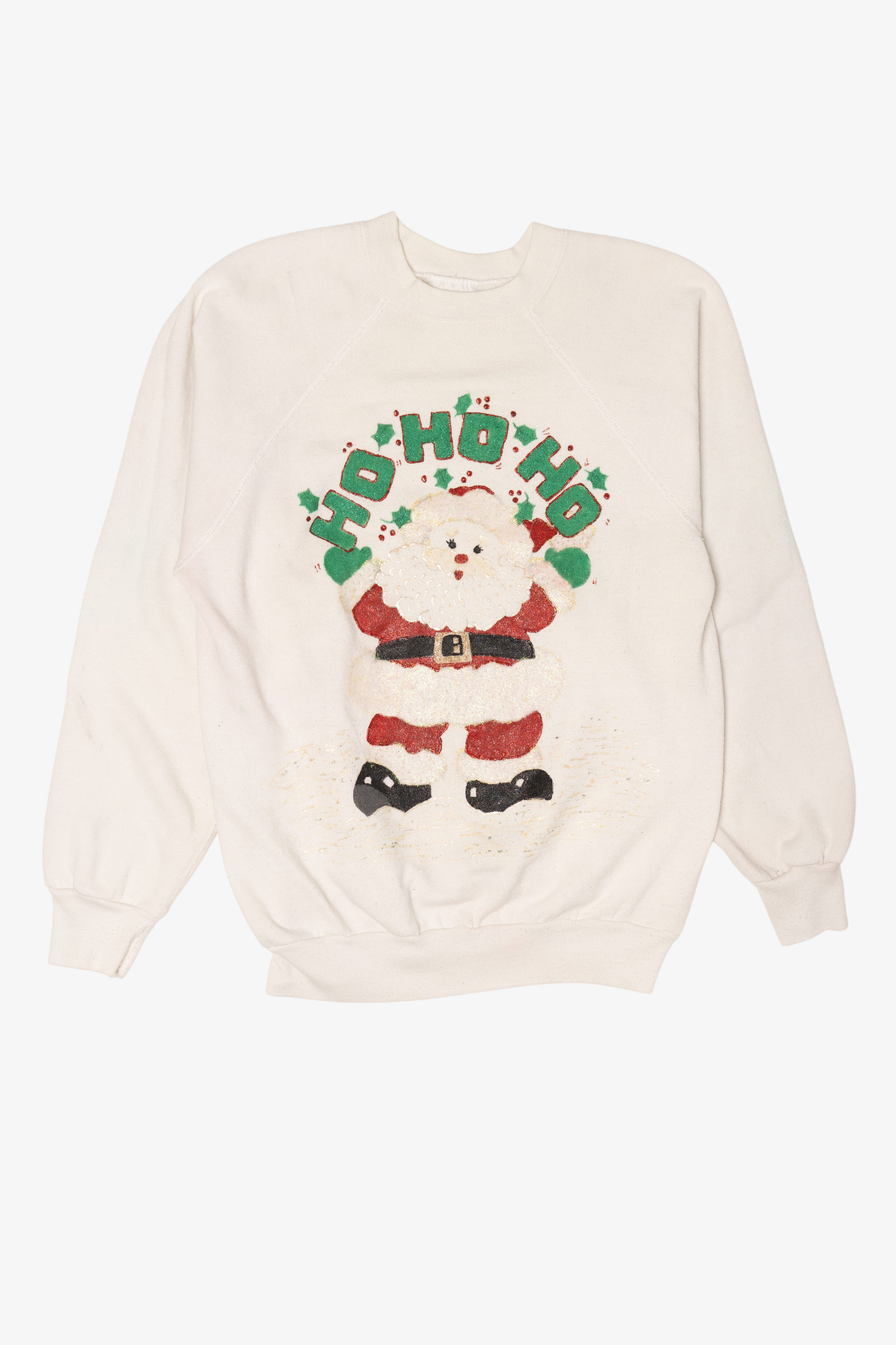 Vintage Tultex Santa "Ho Ho Ho" Raglan Ugly Christmas Sweatshirt (1990s)