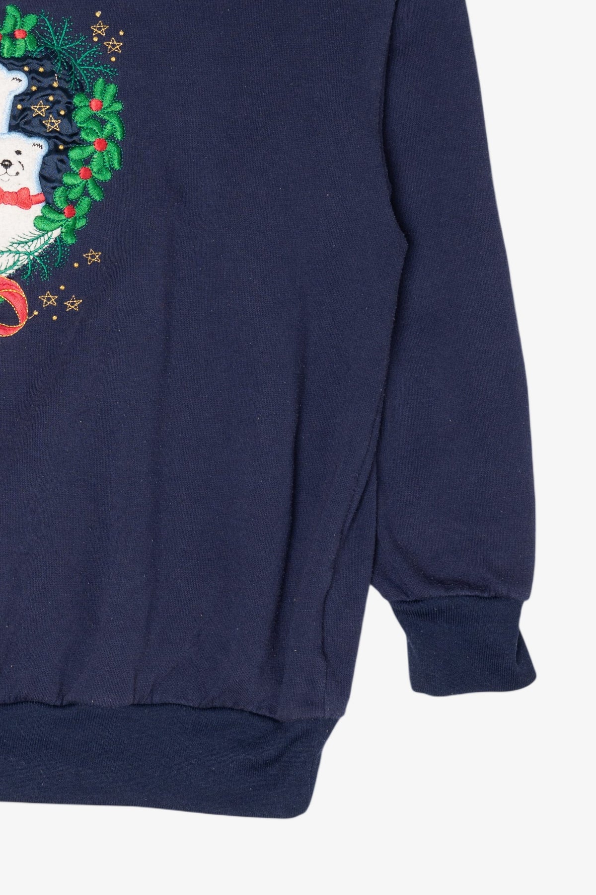 Vintage Navy Blue Nutcracker Polar Bears Ugly Christmas Sweatshirt (1990s)