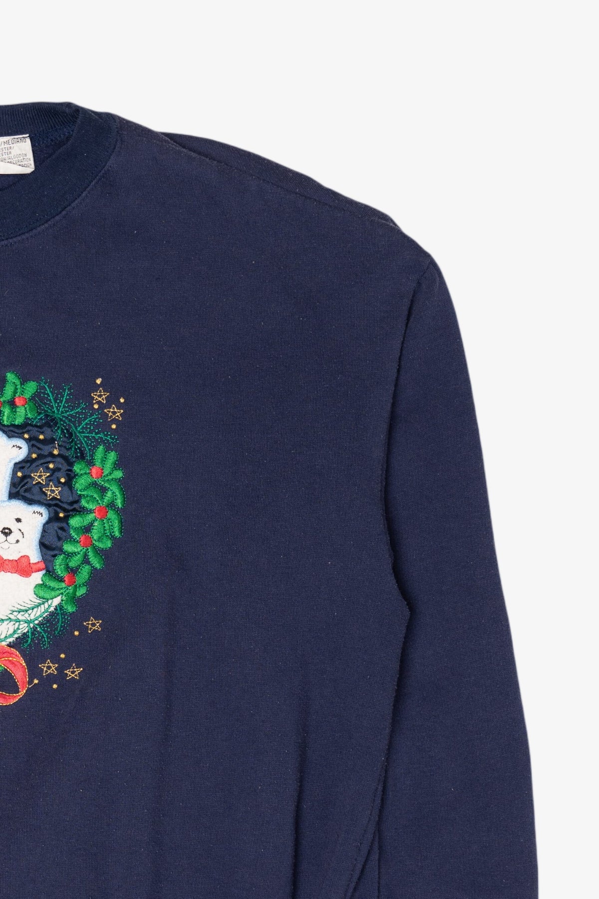 Vintage Navy Blue Nutcracker Polar Bears Ugly Christmas Sweatshirt (1990s)
