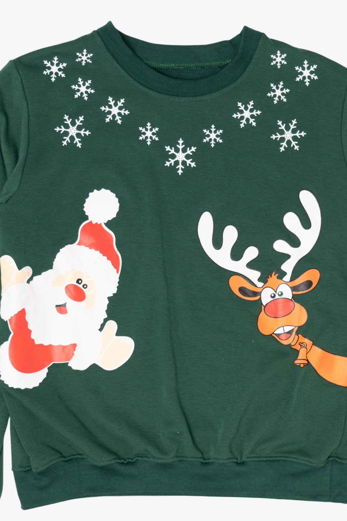 Dark Green Santa And Rudolph Ugly Christmas Sweatshirt (2010s)