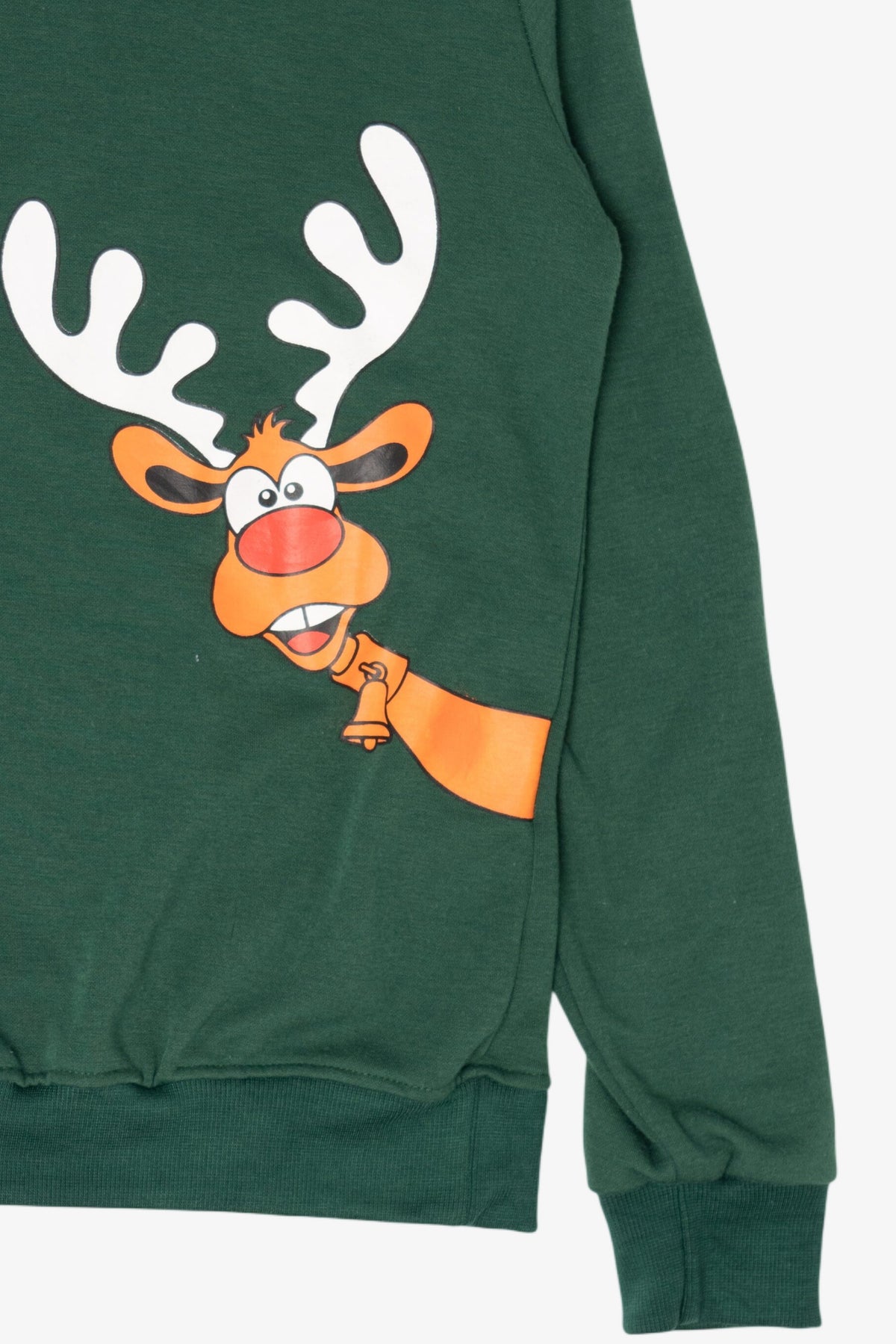 Dark Green Santa And Rudolph Ugly Christmas Sweatshirt (2010s)