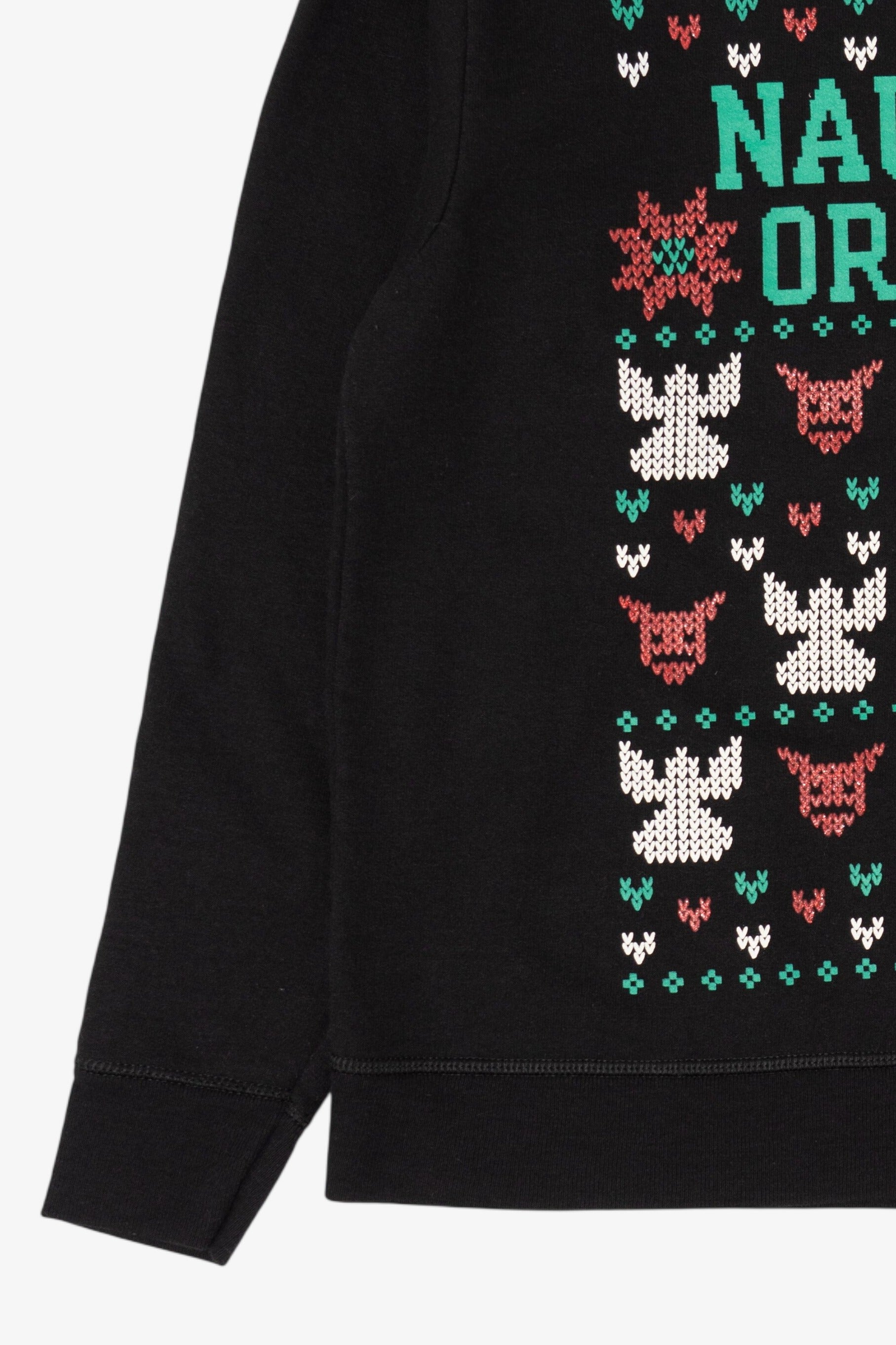 Black Hanes "Naughty Or Nice" Pixel Ugly Christmas Sweatshirt (2010s)