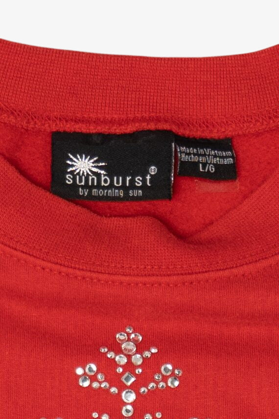 Red Sunburst Snowflake Ugly Christmas Sweatshirt (2010s)