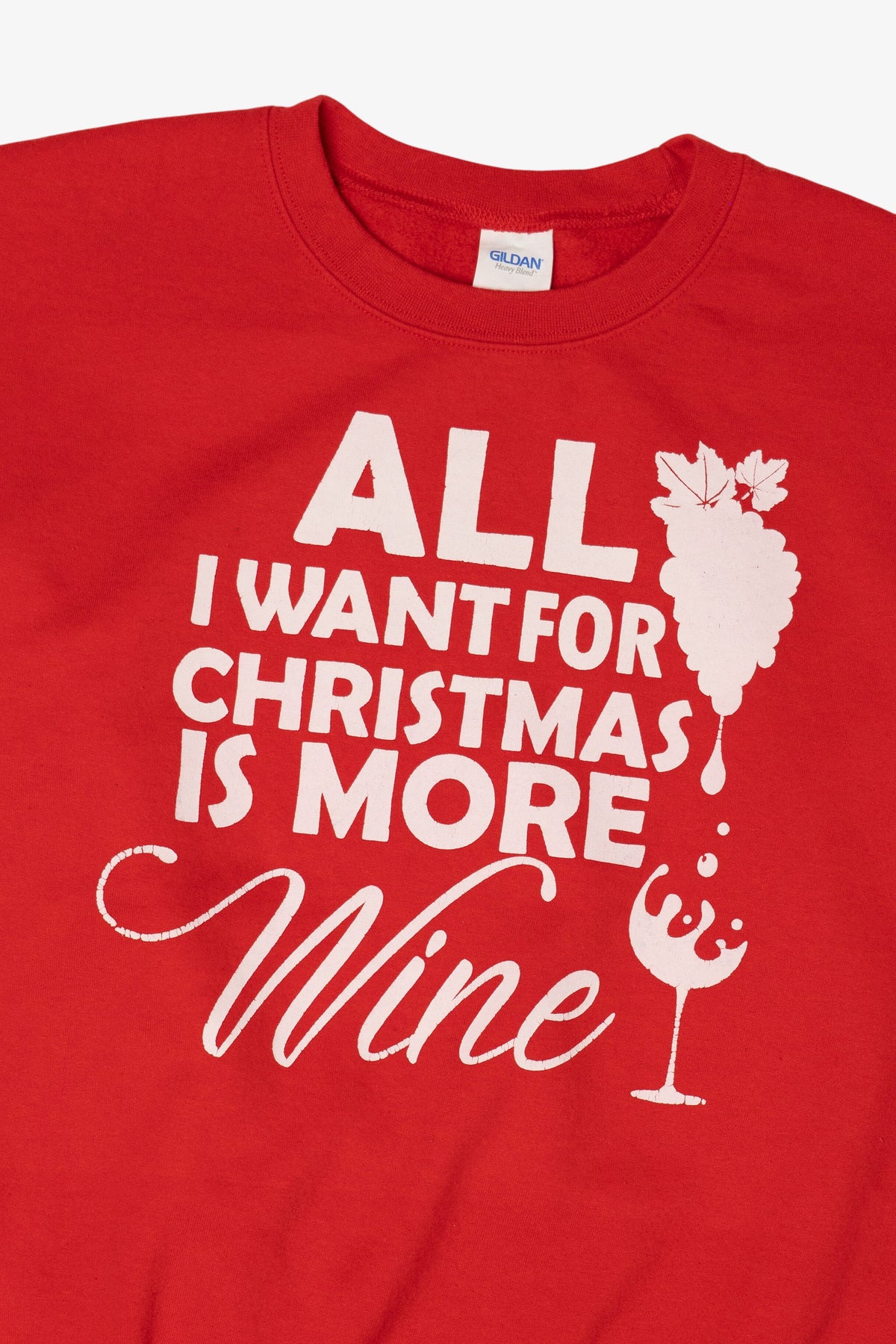 Vintage Red "All I want For Christmas Is More Wine" Sweatshirt (2000s)