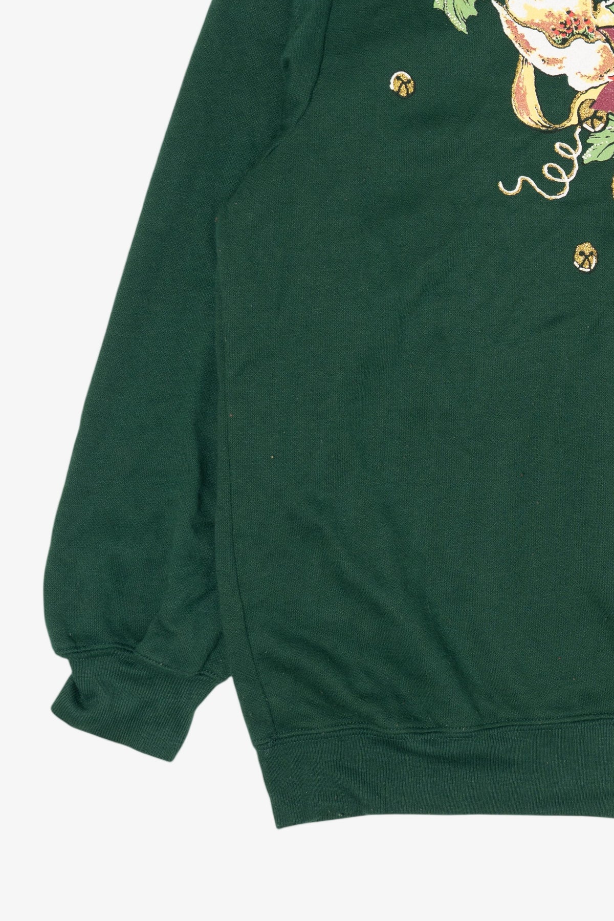 Vintage Green Blair Bells And Poinsettias Ugly Christmas Sweatshirt (1990s)