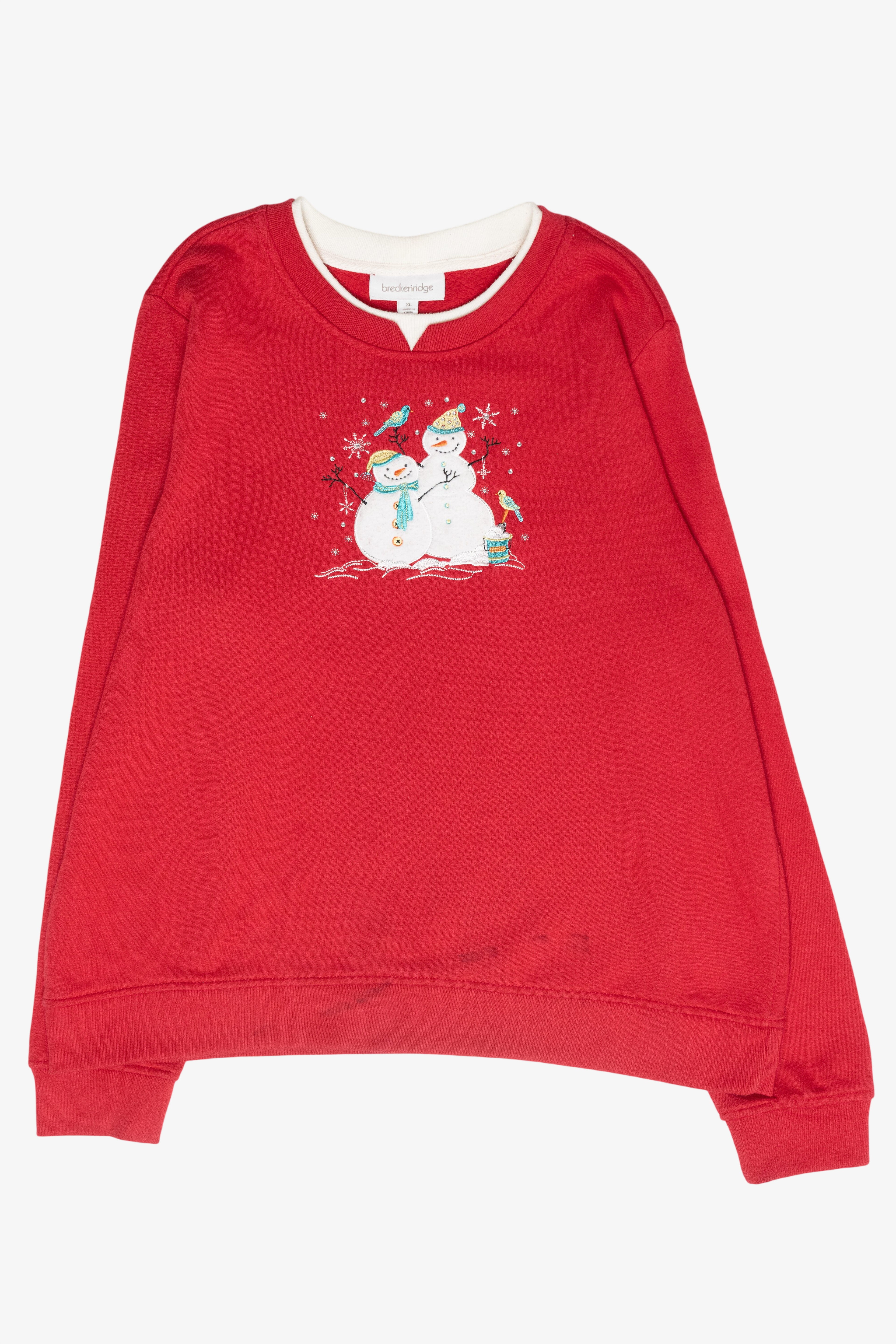 Bird Watching Snowmen Vintage Ugly Christmas Sweatshirt (2000s)