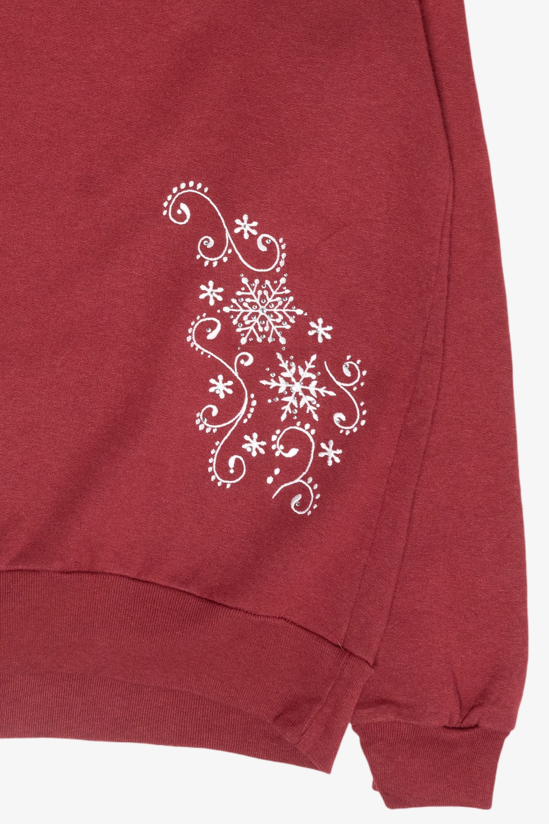 Snowflakes Vintage Ugly Christmas Partial Zip Sweatshirt (1990s)