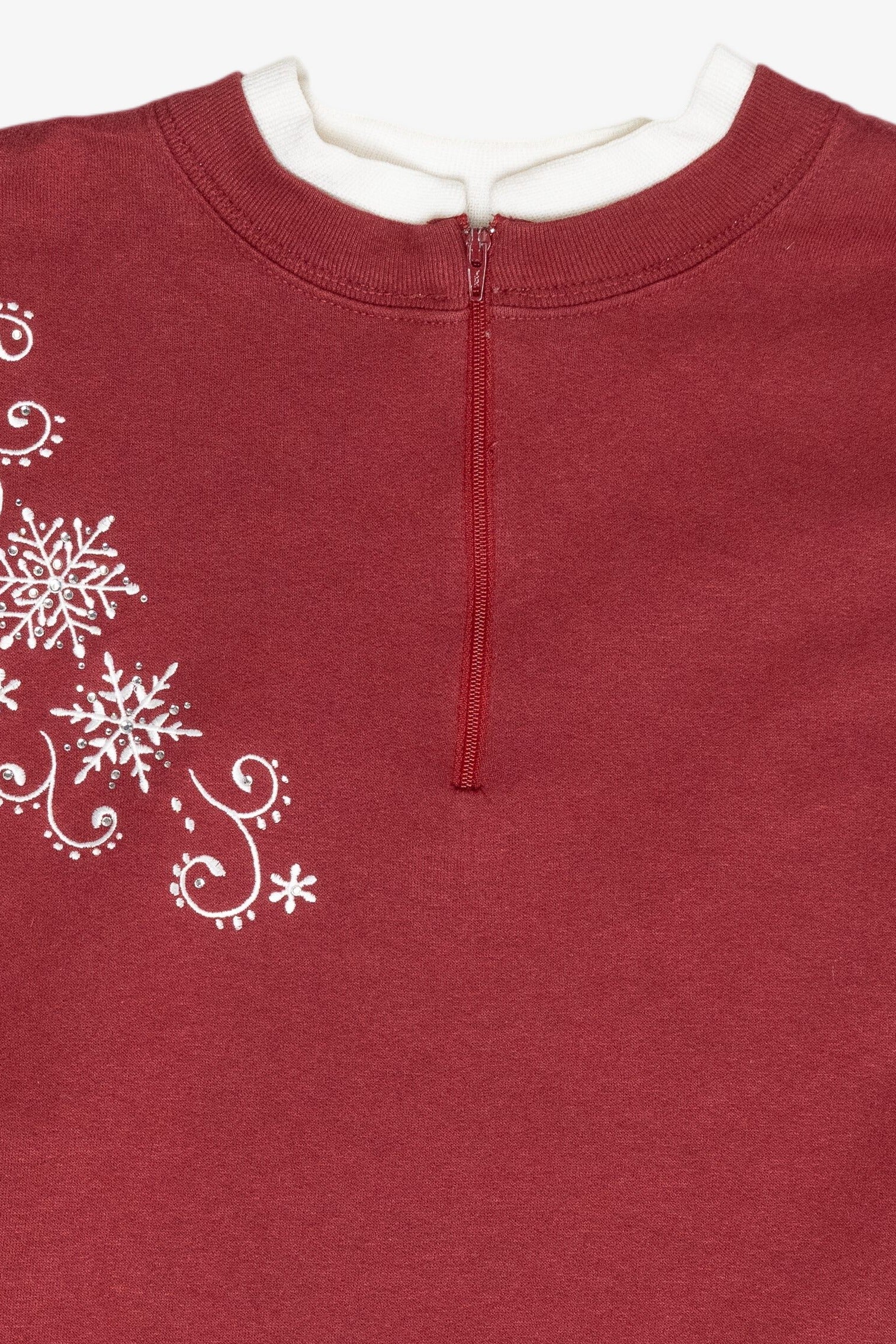 Snowflakes Vintage Ugly Christmas Partial Zip Sweatshirt (1990s)