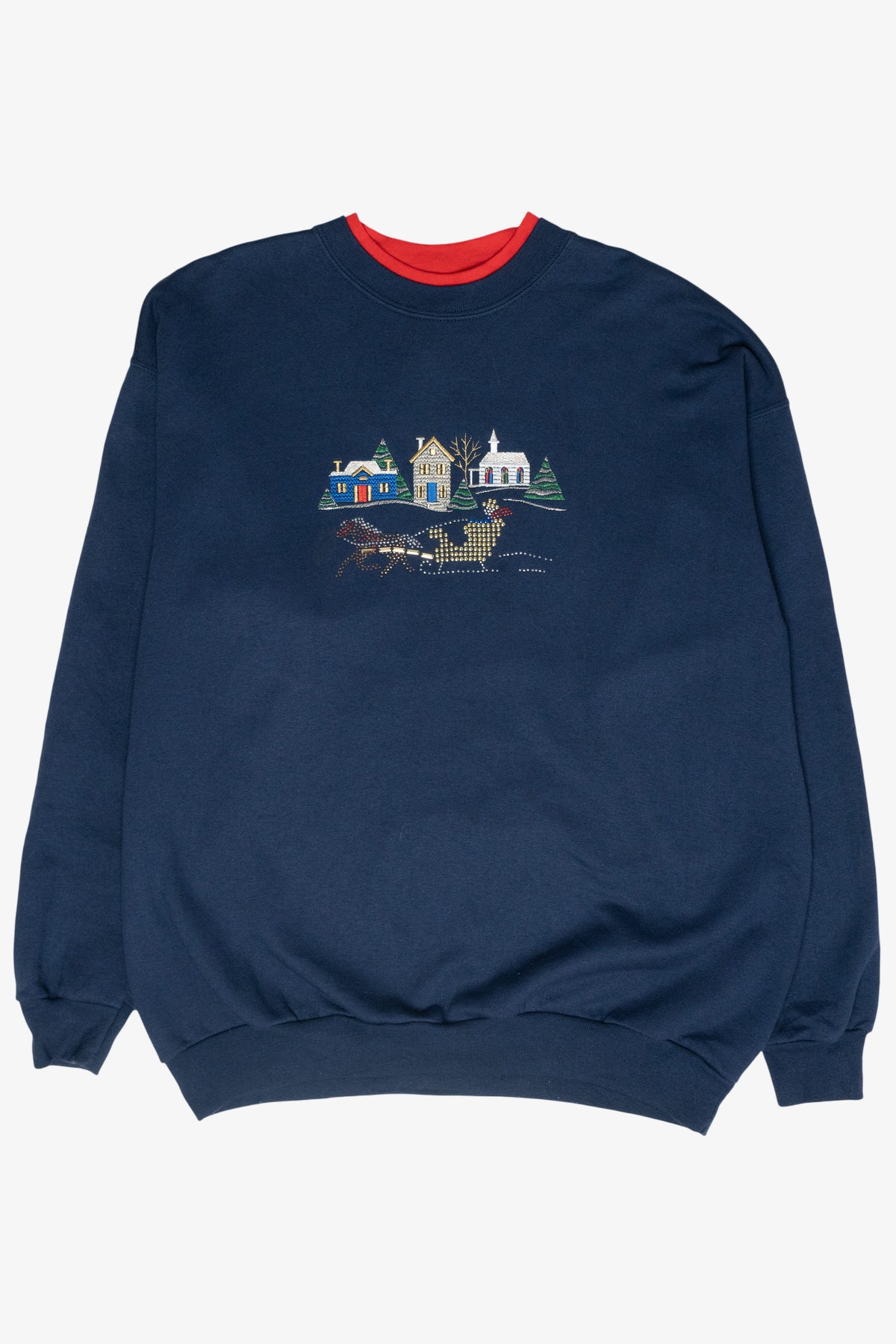 Cozy Winter Village Ugly Vintage Christmas Sweatshirt (1980s)