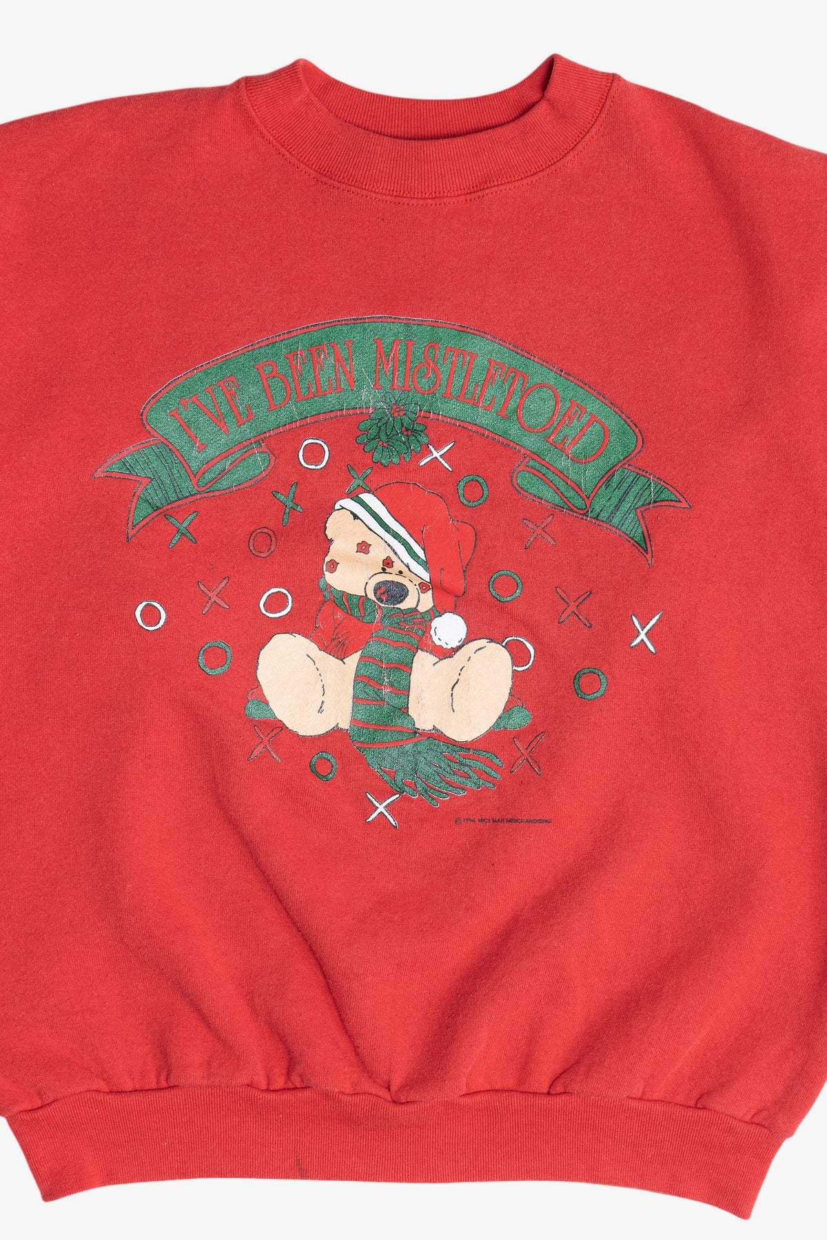 Vintage "I've Been Mistletoed" Bear Ugly Christmas Sweatshirt (1990s)