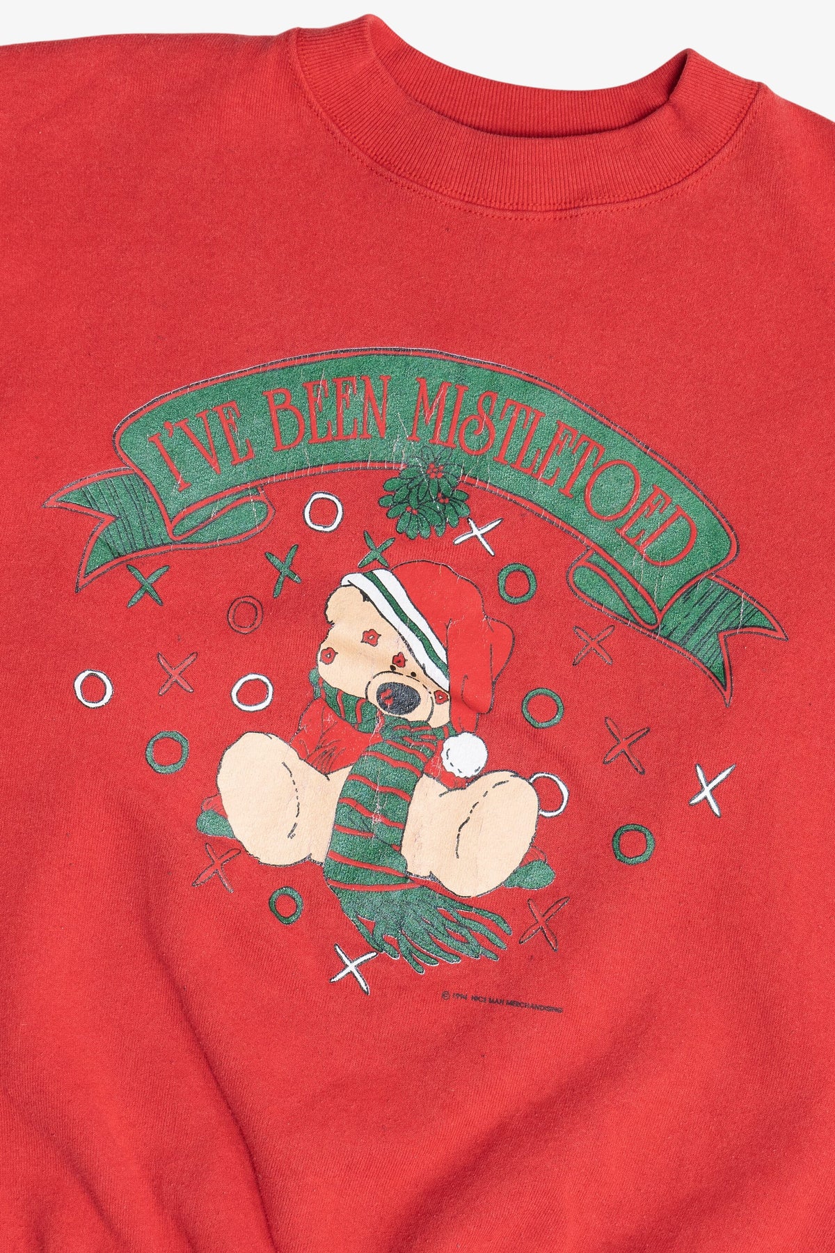 Vintage "I've Been Mistletoed" Bear Ugly Christmas Sweatshirt (1990s)
