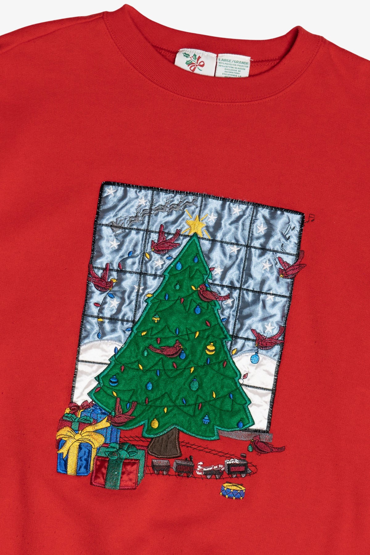 Vintage Christmas Tree In Window Ugly Christmas Sweatshirt (1990s)