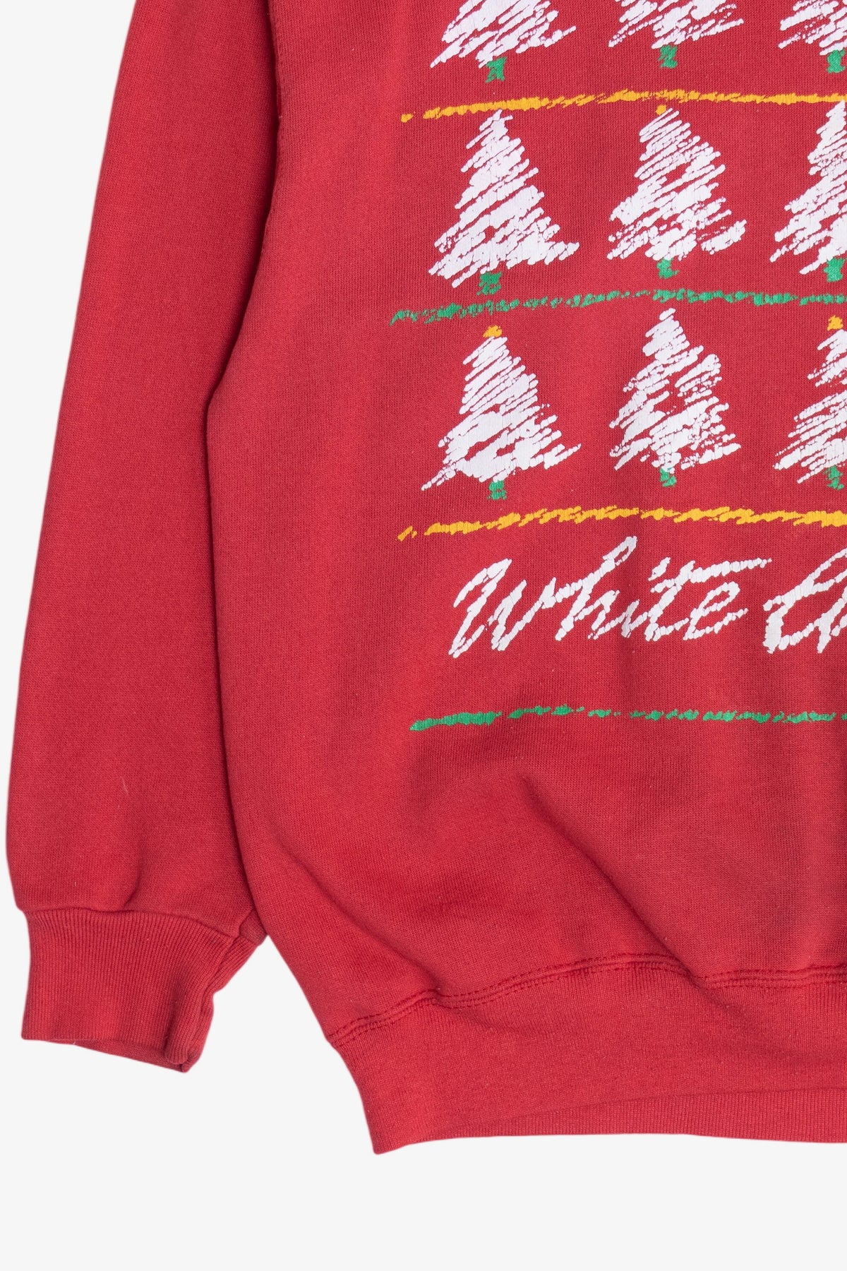 Vintage "White Christmas" Snowy Trees Christmas Sweatshirt (1990s)