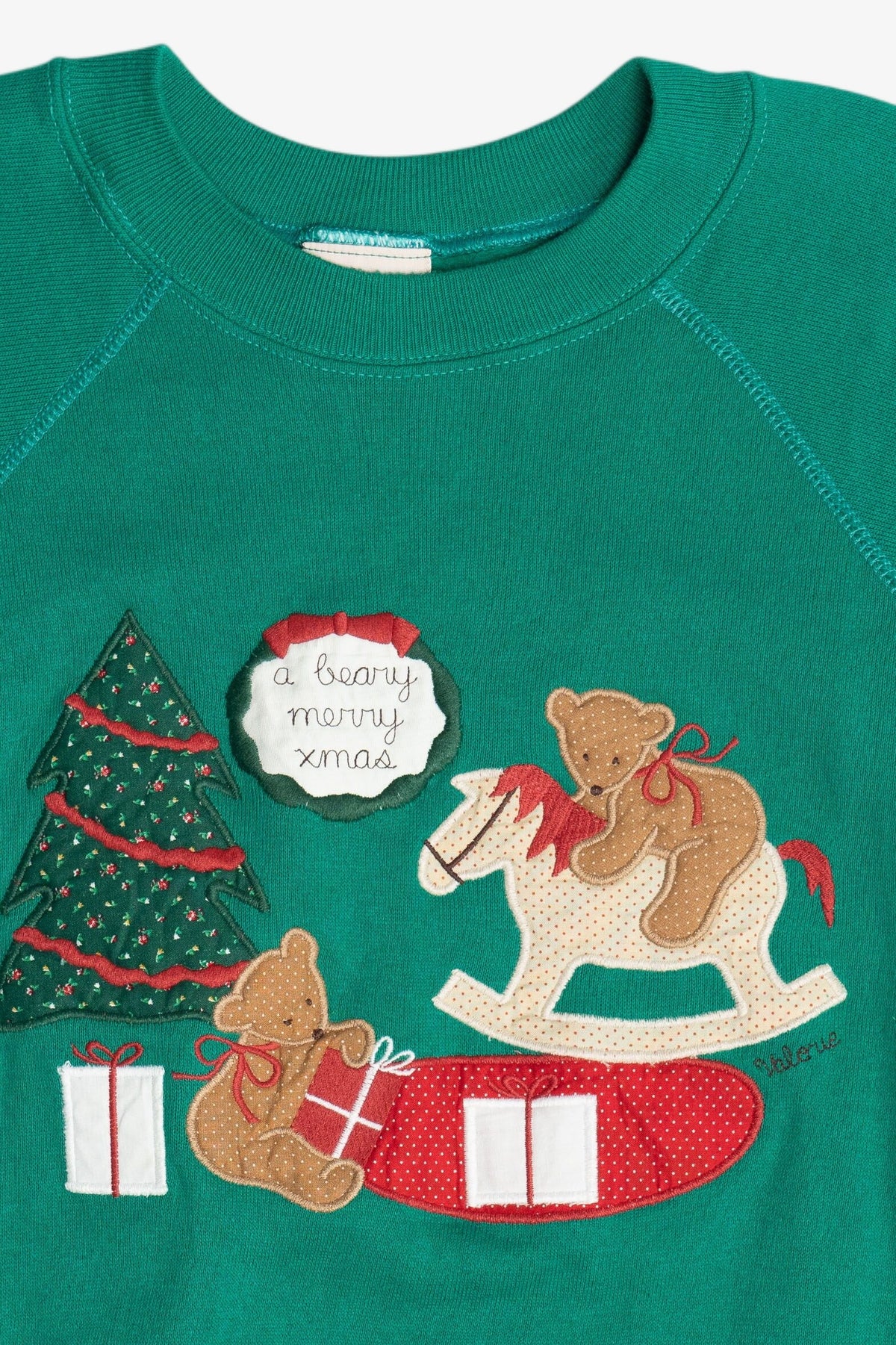 Vintage Valerie's Folk Art Applique Ugly Christmas Sweatshirt (1990s)