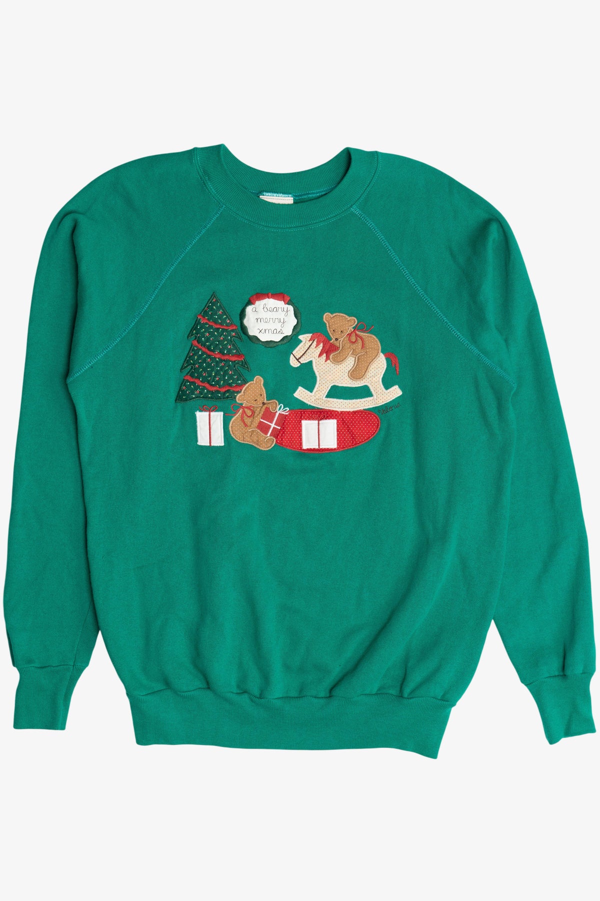 Vintage Valerie's Folk Art Applique Ugly Christmas Sweatshirt (1990s)
