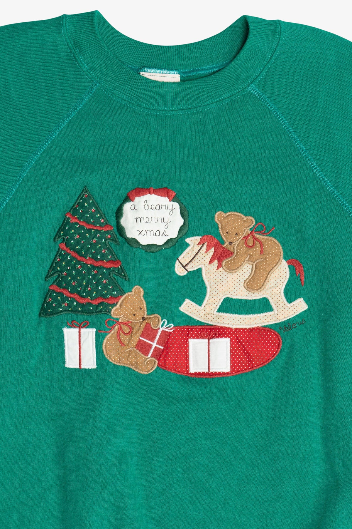 Vintage Valerie's Folk Art Applique Ugly Christmas Sweatshirt (1990s)