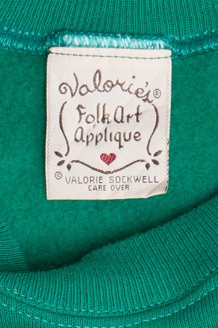 Vintage Valerie's Folk Art Applique Ugly Christmas Sweatshirt (1990s)