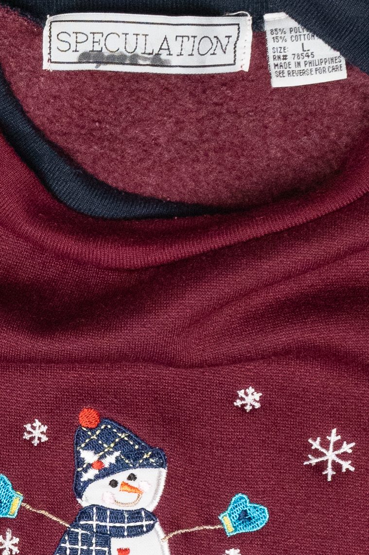 "Joy to the World" Snowmen Vintage Ugly Christmas Sweatshirt (1990s)