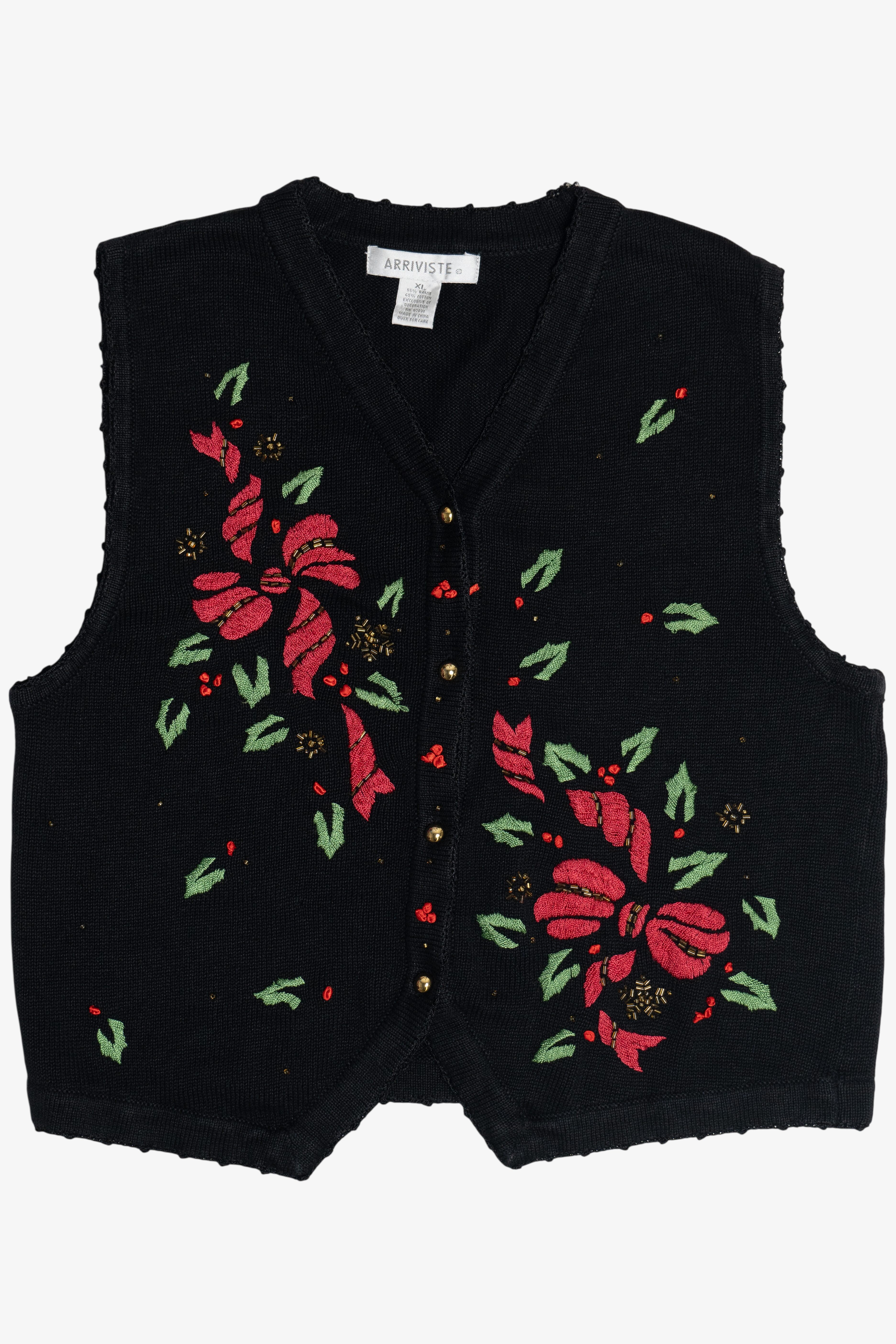 Vintage Floral Bows Ugly Christmas Vest (1990s)