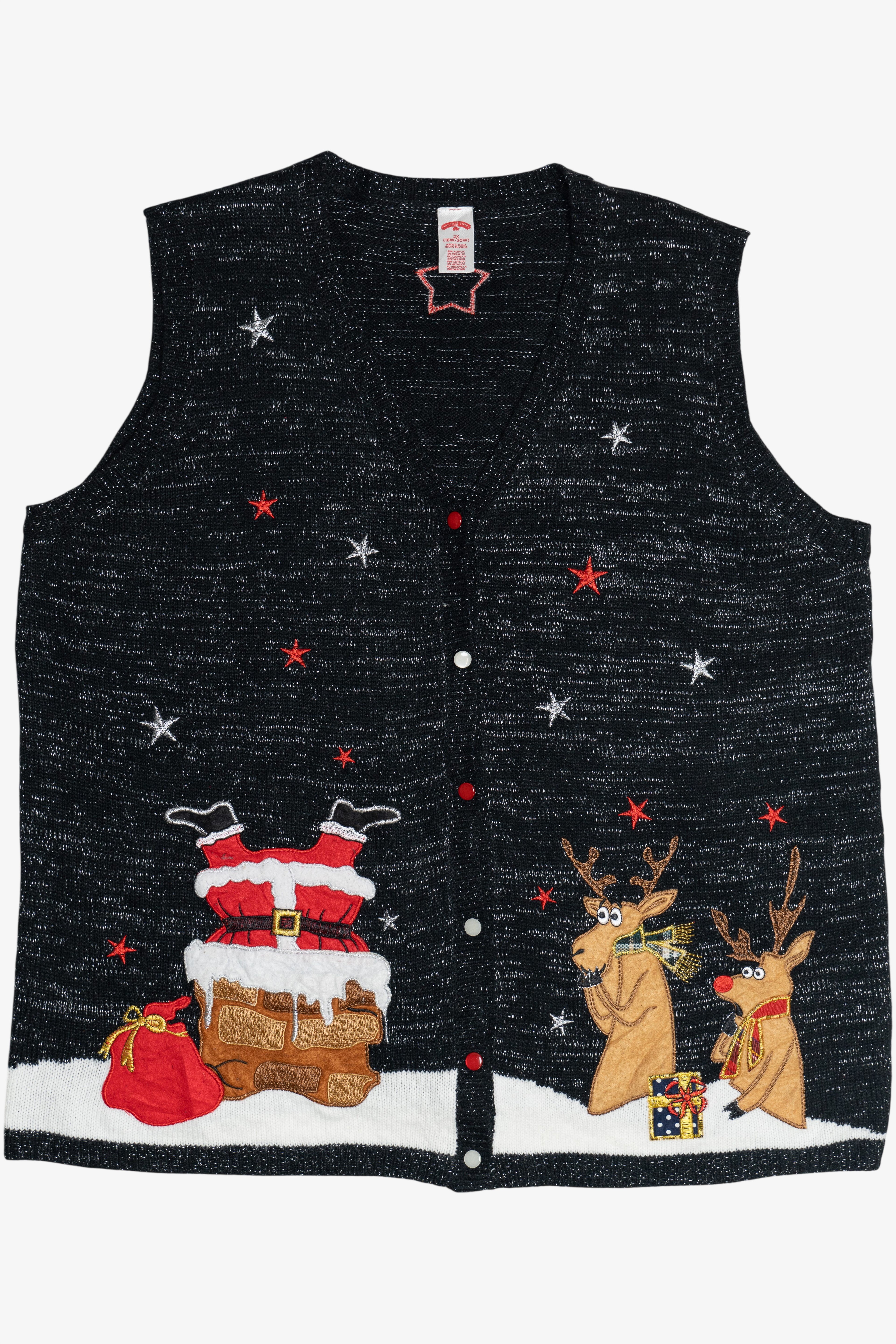 Vintage Silly Santa Holiday Time Ugly Christmas Vest (2000s)