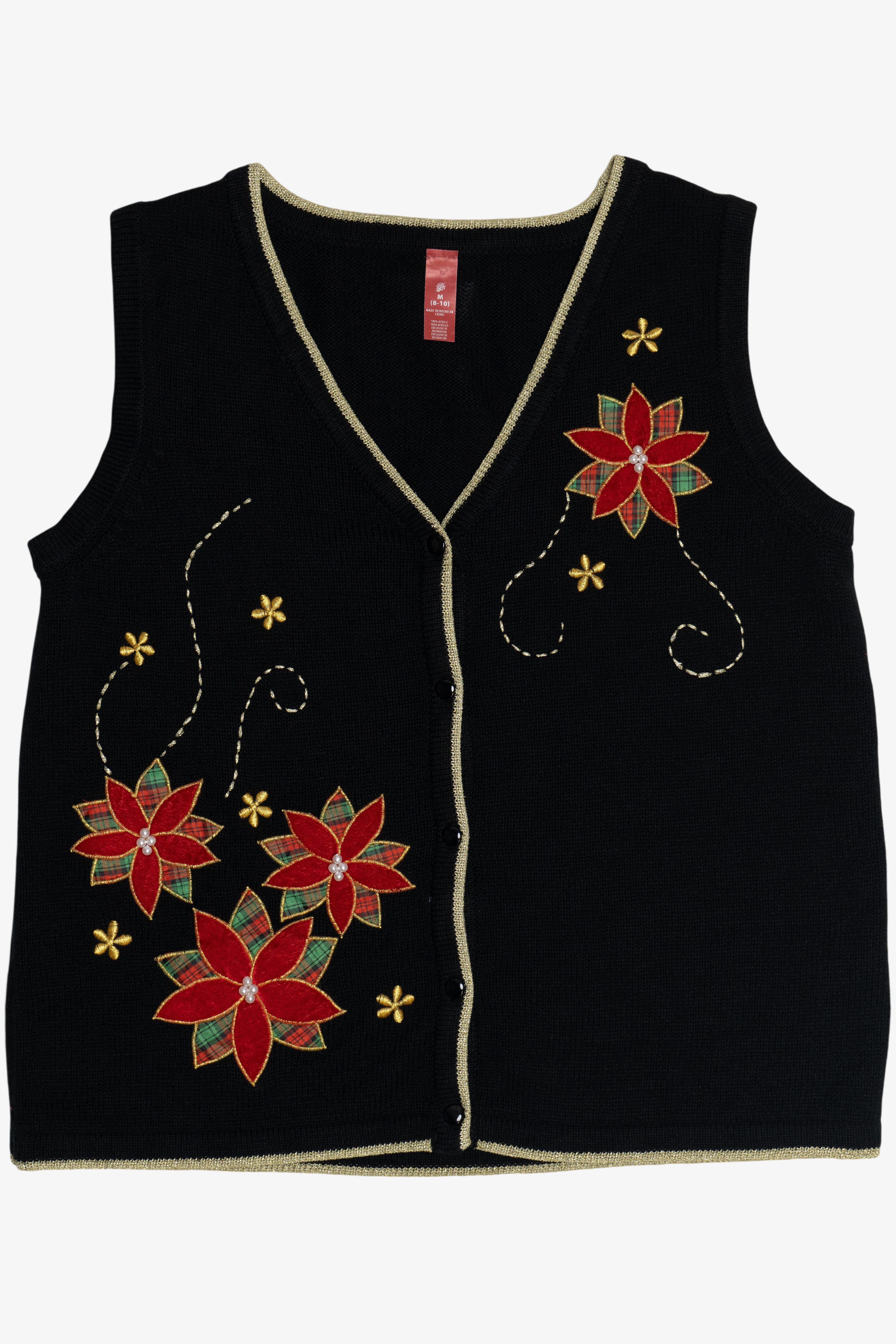 Vintage Poinsettias Ugly Christmas Vest (2000s)