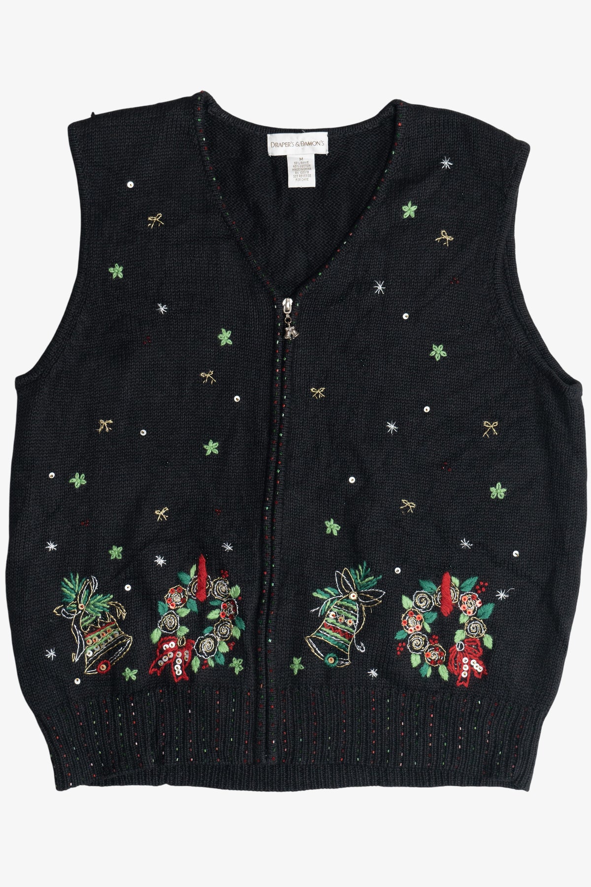 Vintage Wreaths & Bells Ugly Christmas Vest (1990s)
