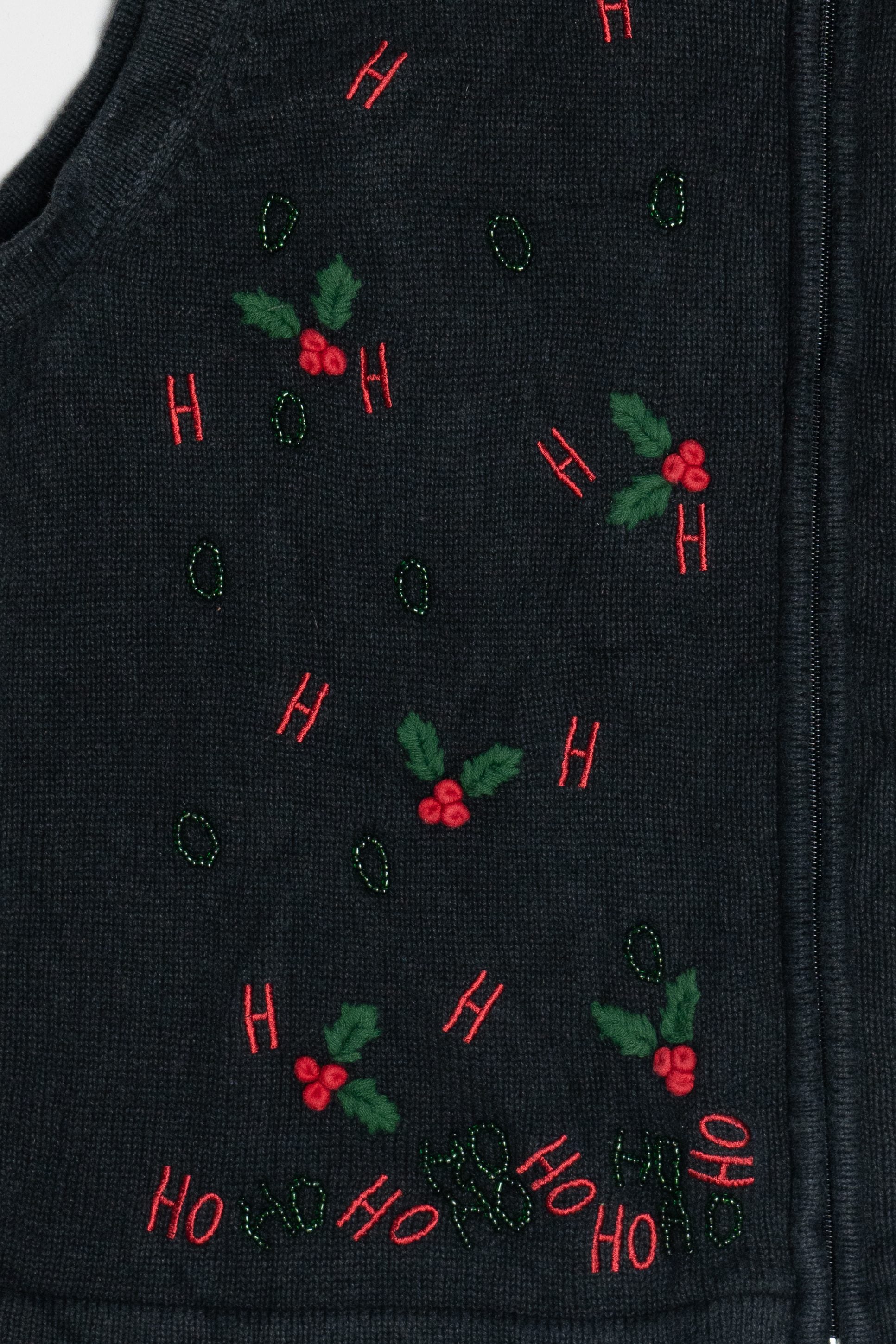 Vintage Beaded "Ho Ho Ho" Ugly Christmas Vest (1990s)