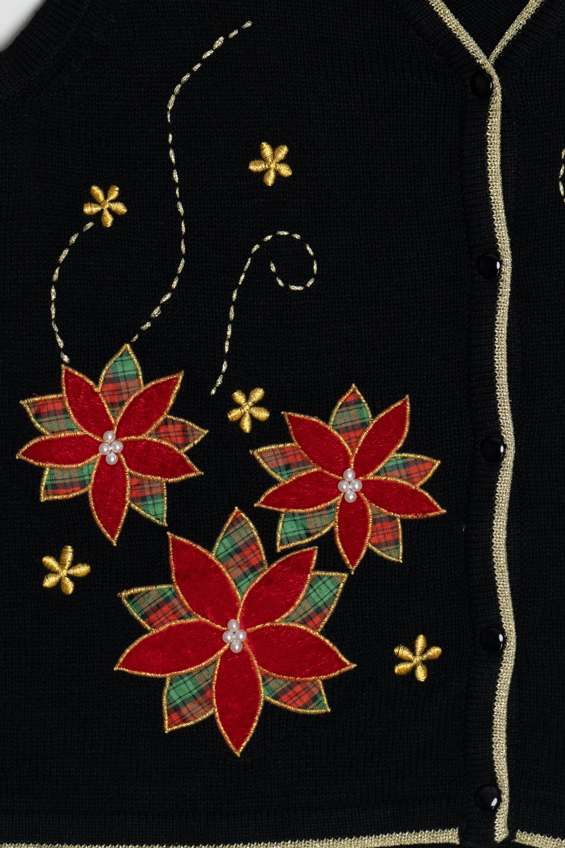 Vintage Poinsettias Ugly Christmas Vest (2000s)