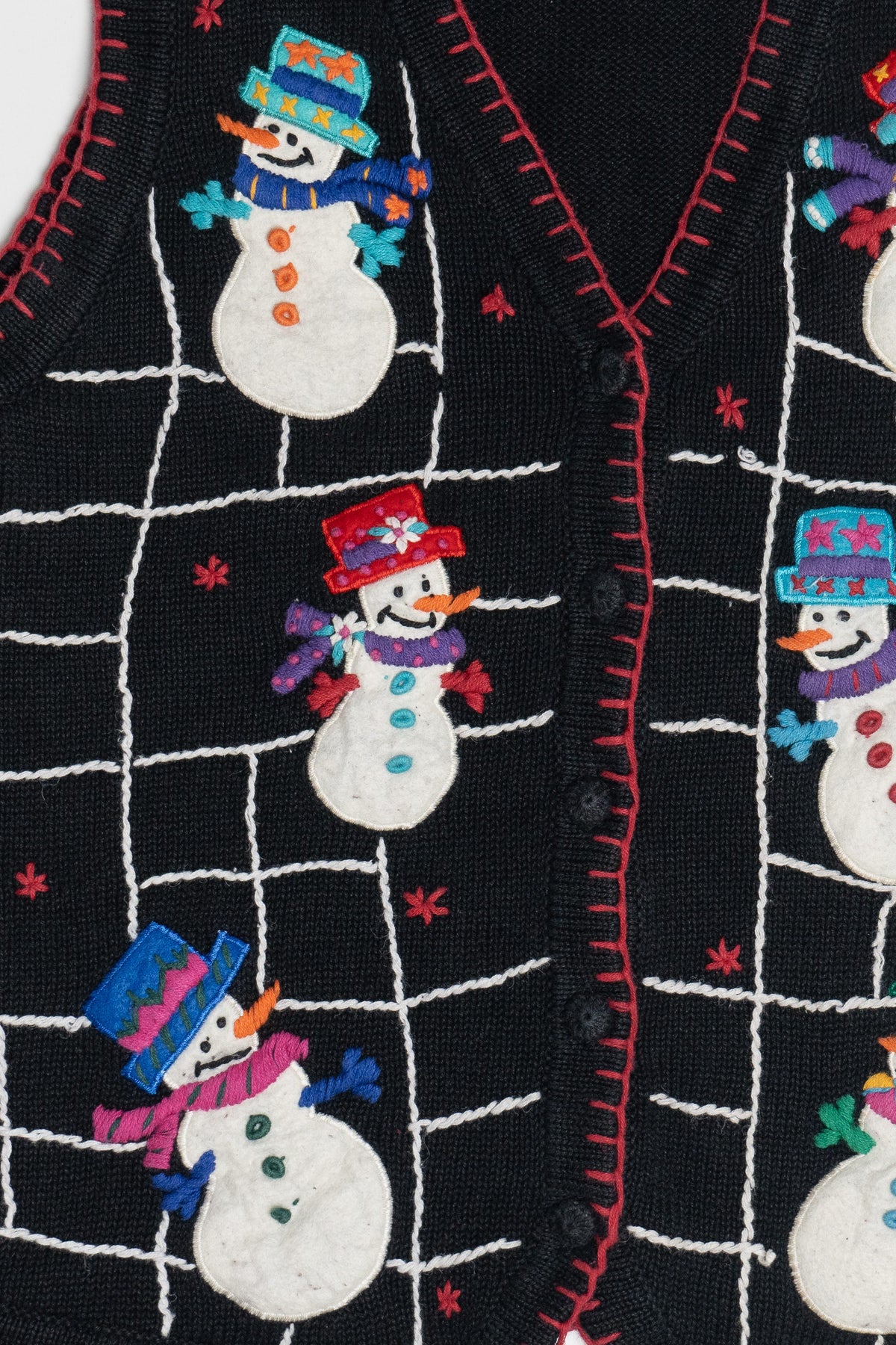 Vintage Victoria Jones Happy Snowmen Ugly Christmas Vest (1990s)