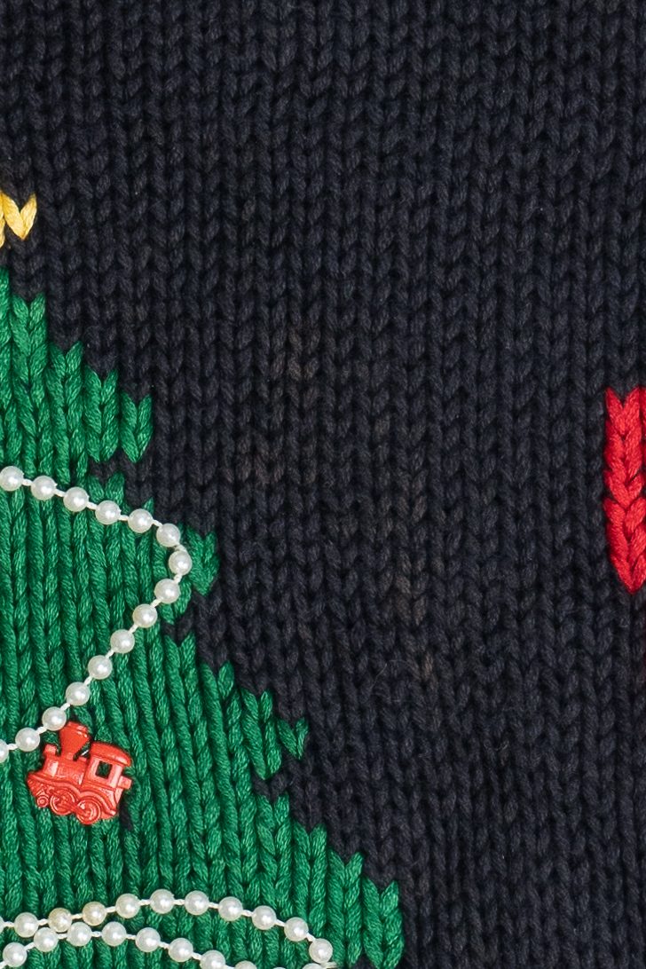 Vintage Black Stitch Knits Bows & Tree Ugly Christmas Sweater Vest (1980s)