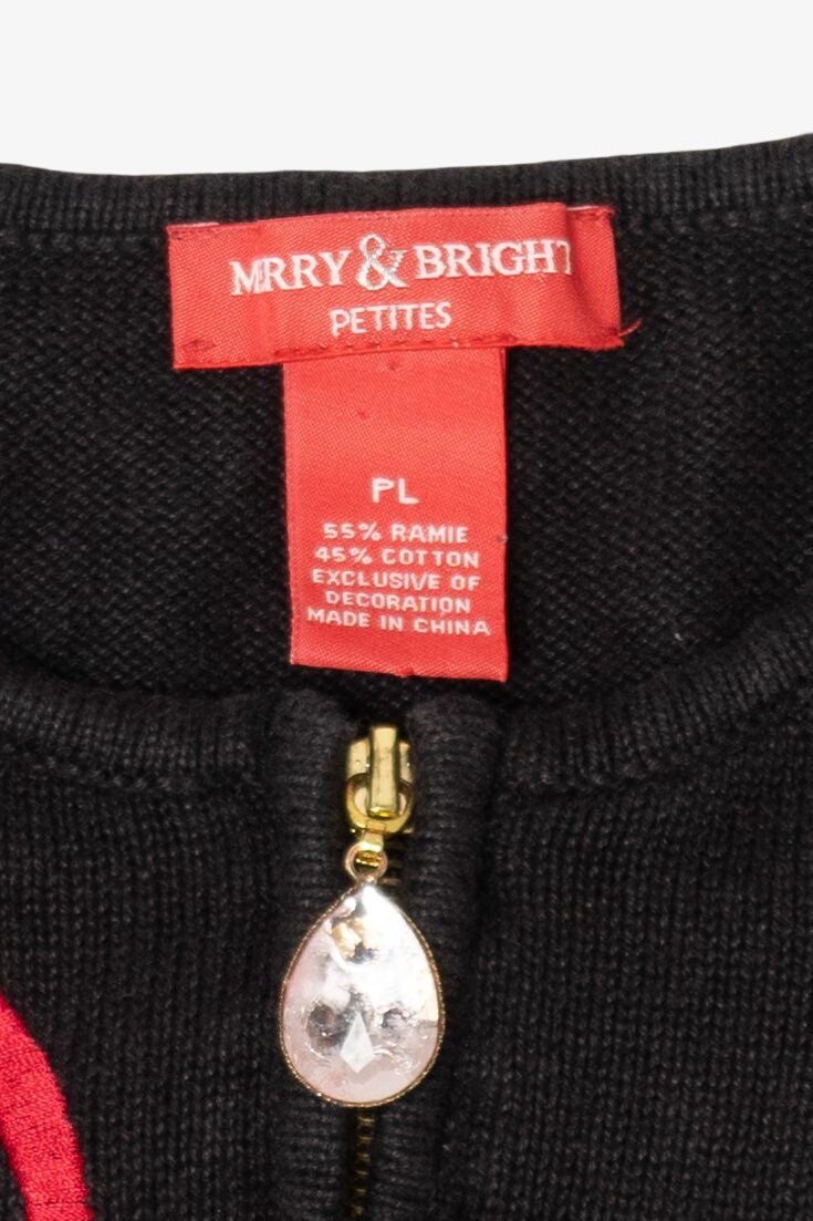 Vintage Black Merry & Bright Ornaments Ugly Christmas Vest (2000s)
